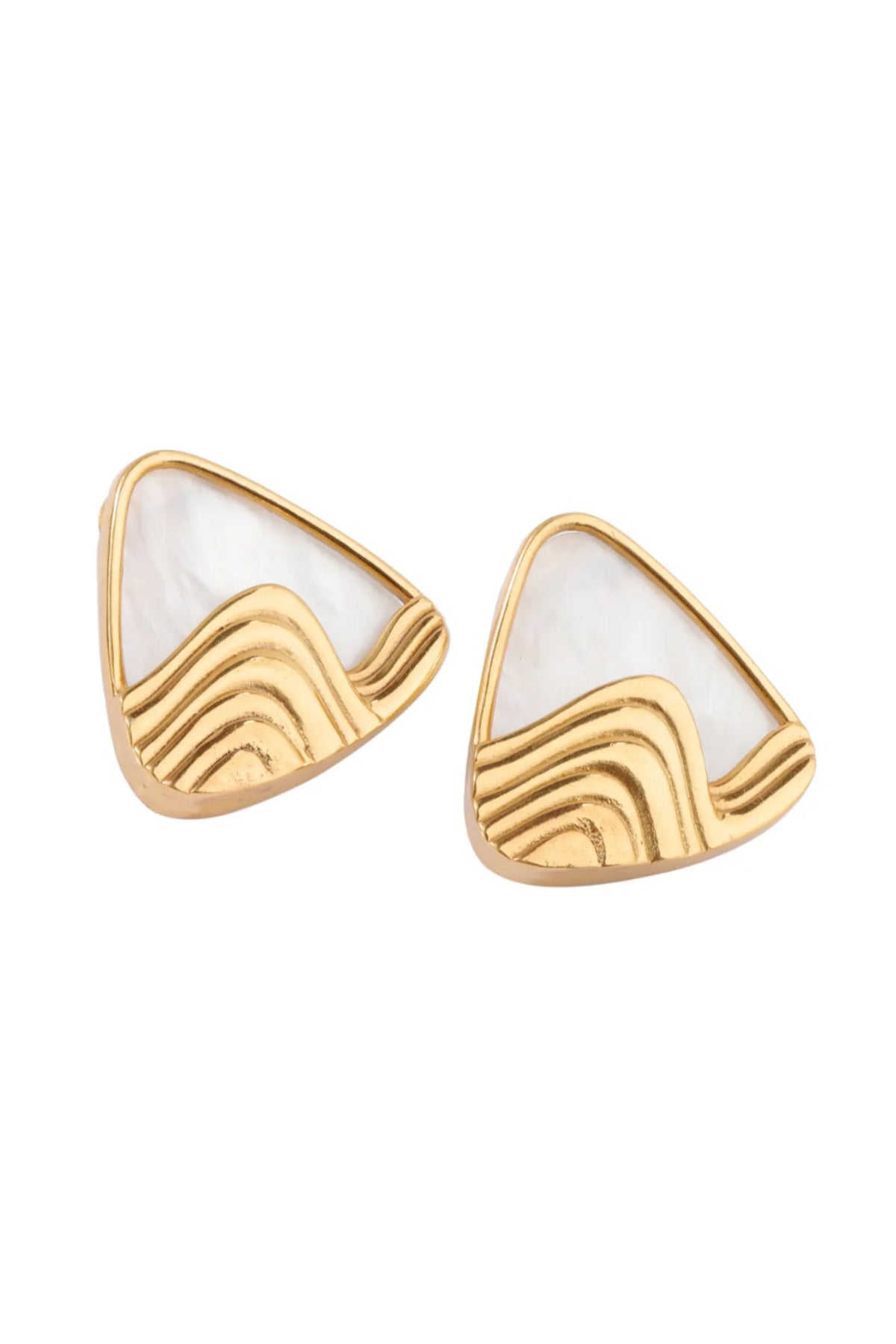 White Trey Studs Earring