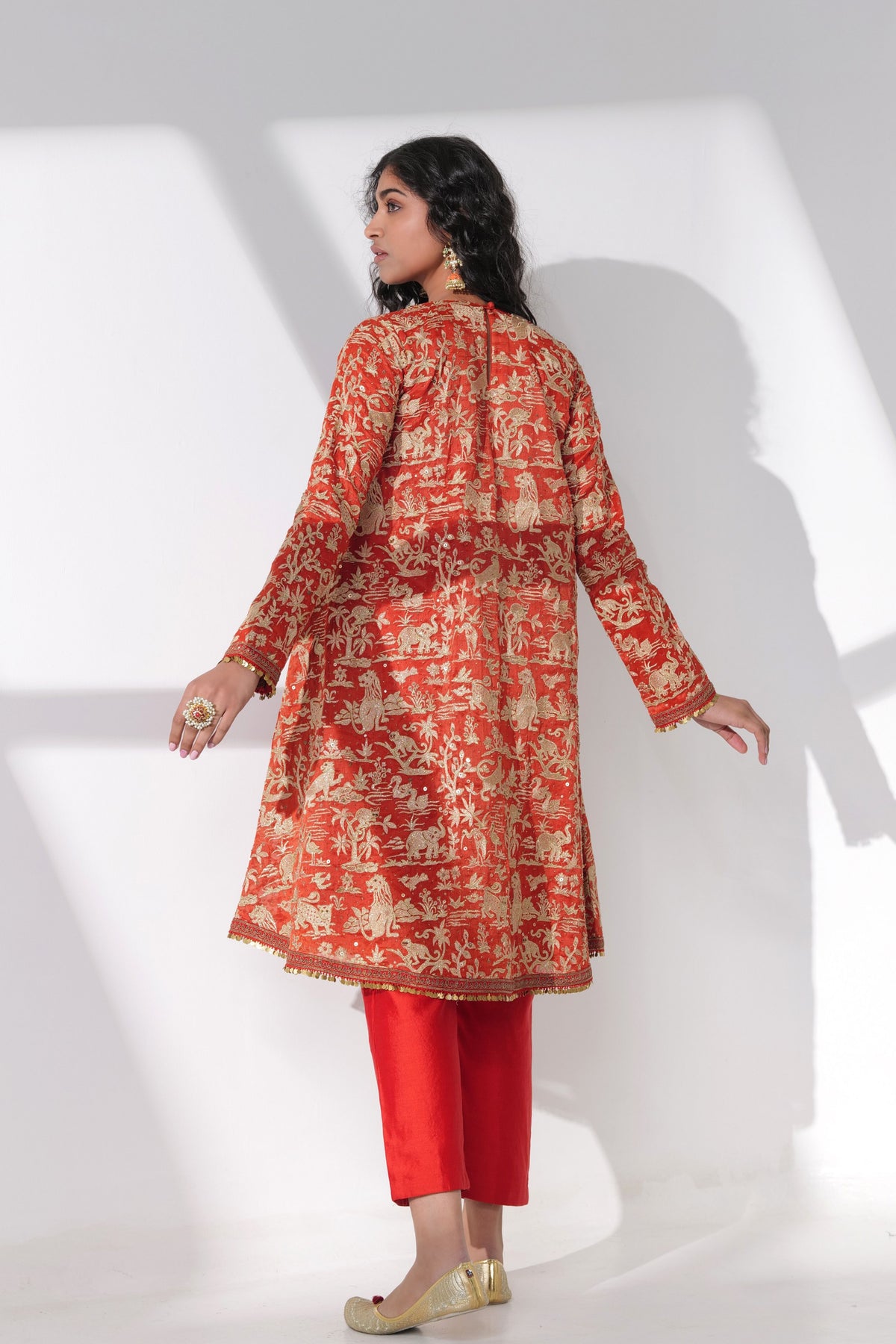 Red Embroidery Kurta