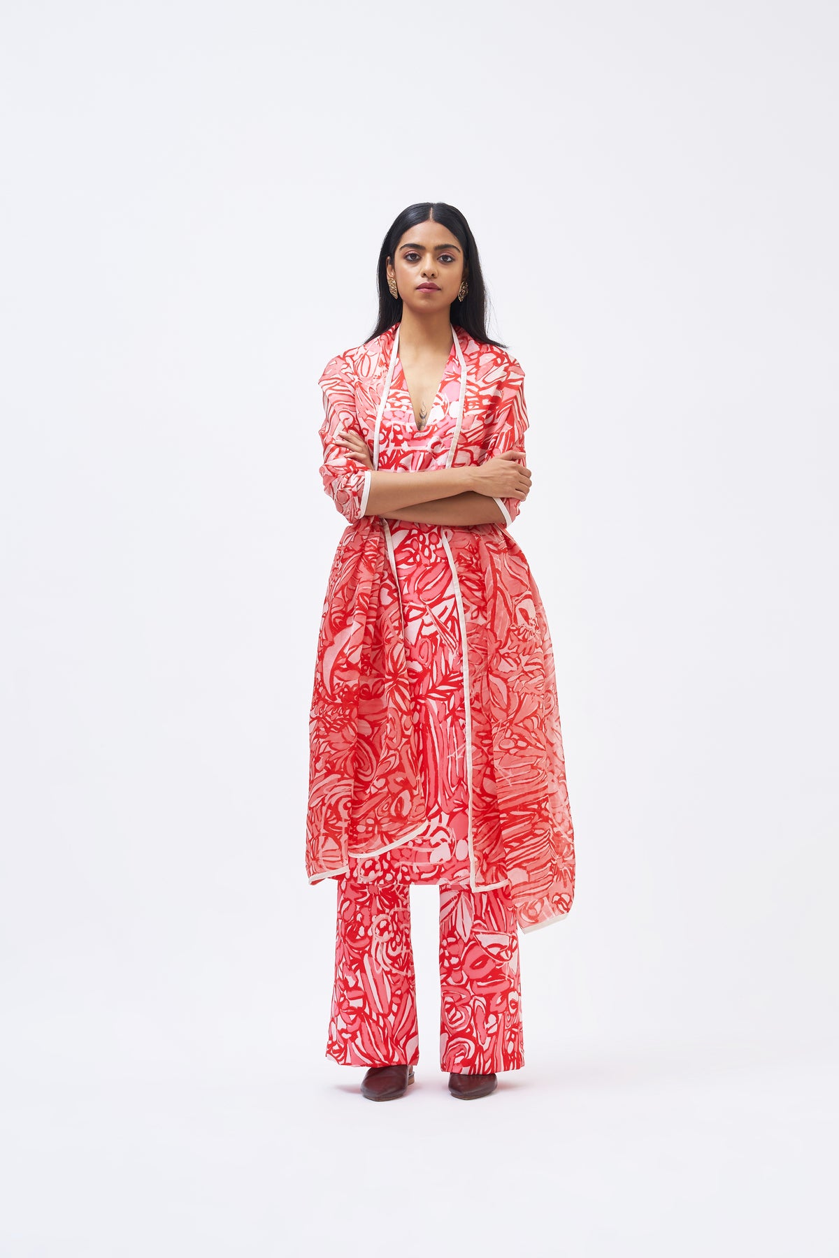 Coral Pink Kurta Pant Set