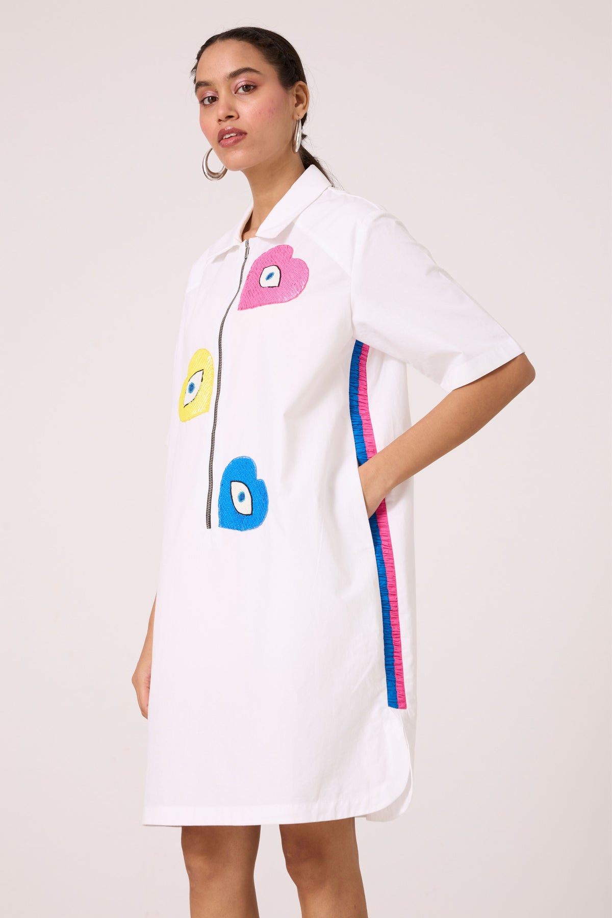 Maddox Applique Bright White Dress