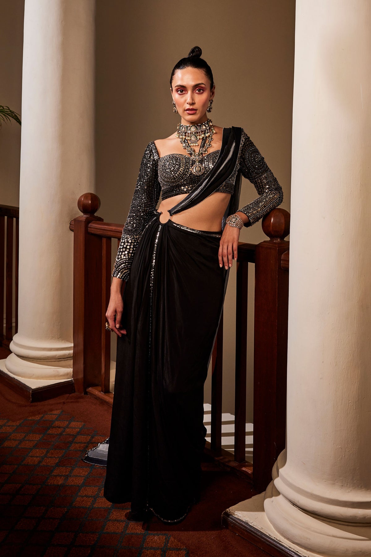 Black Drape Saree