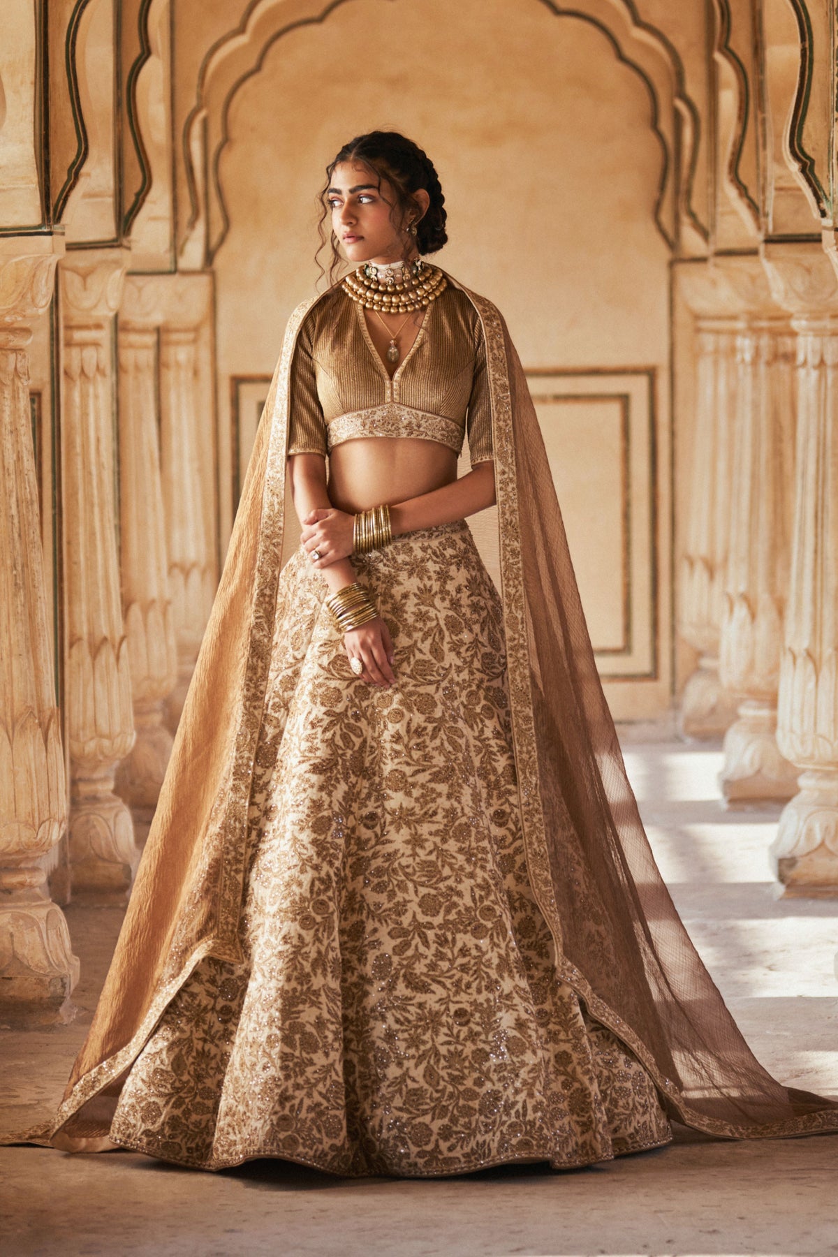 Brown Embroidery Lehenga Set