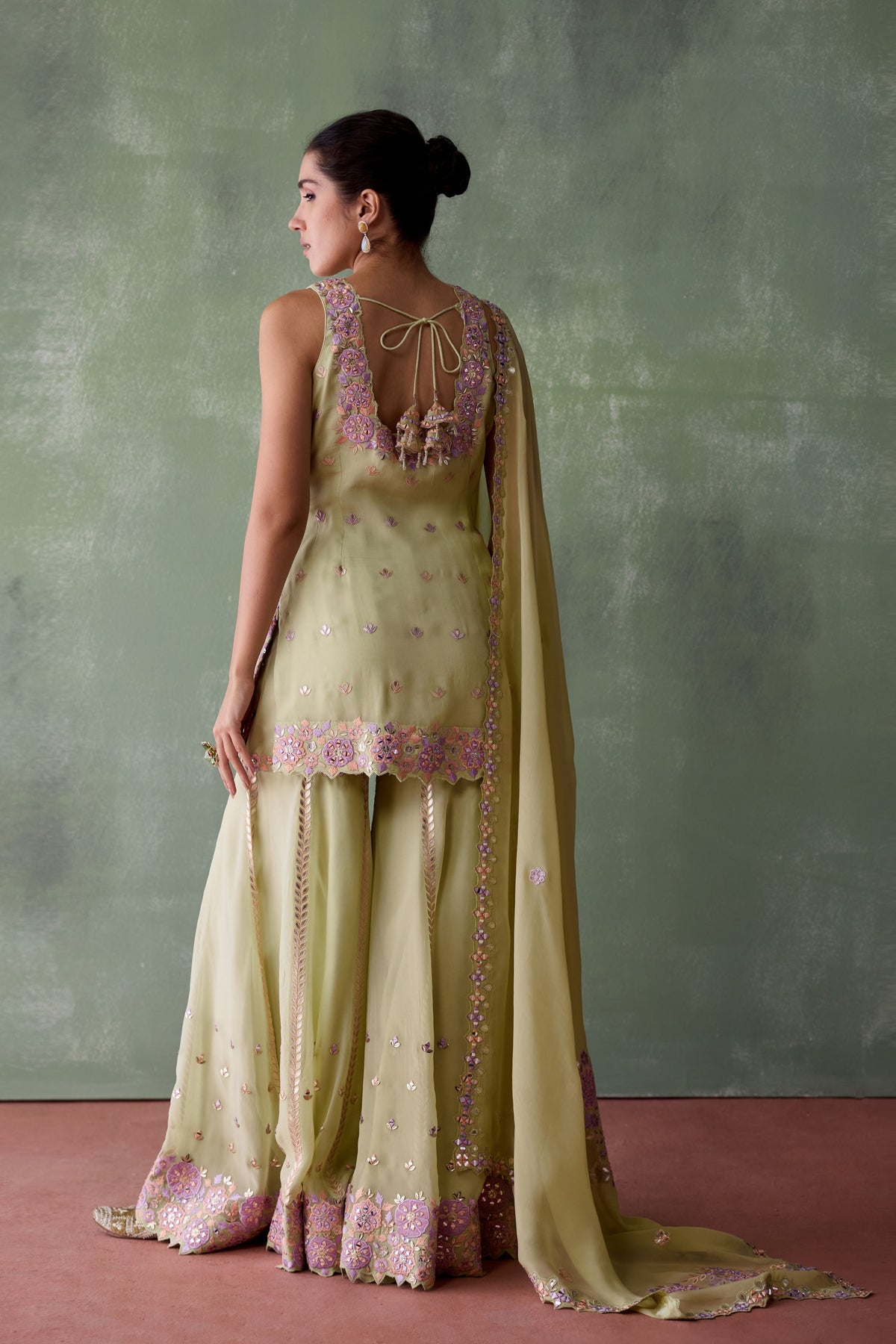 Green Floral Sharara Set