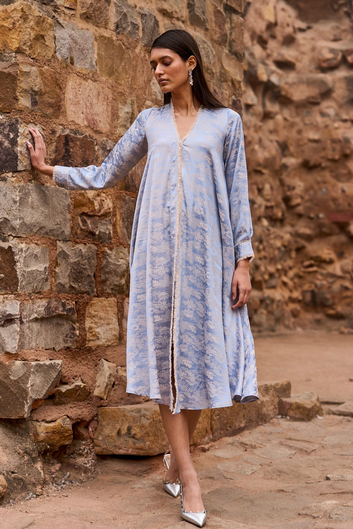 A-line Patterned Shirt Dress