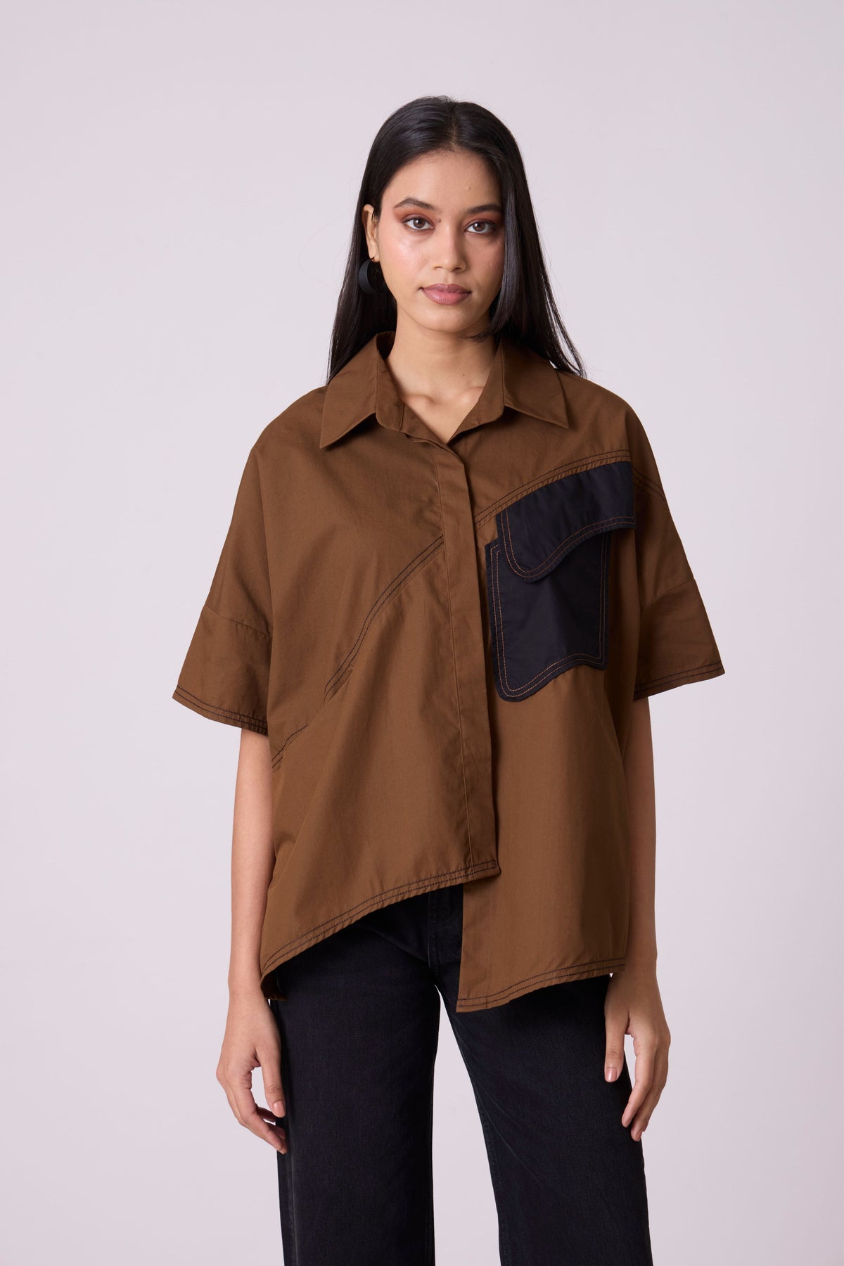 Andrea Olive Brown Shirt