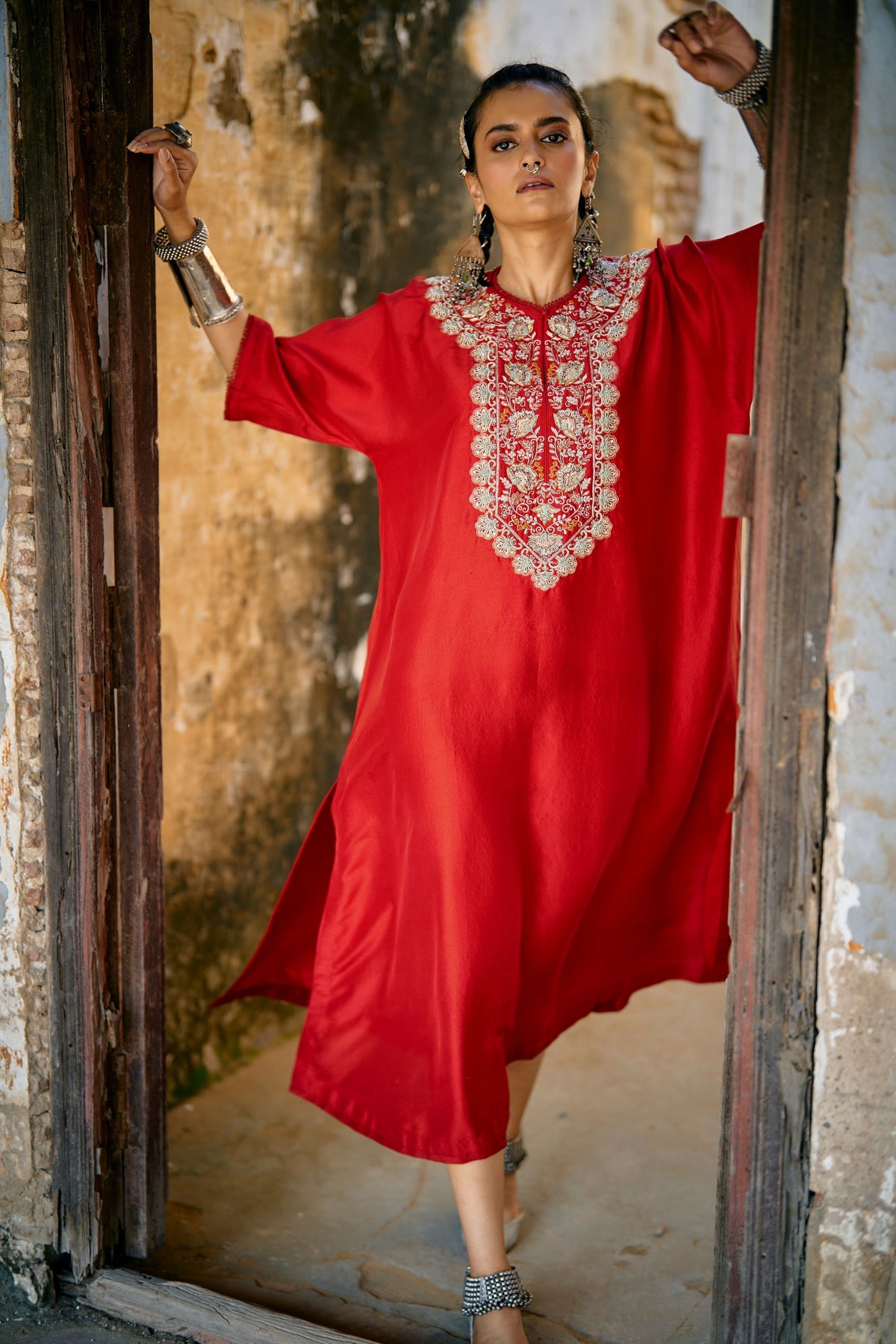 Embroidered Red Kaftan