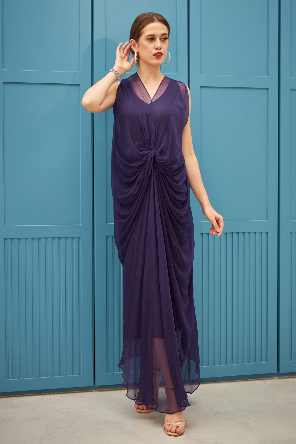 Chiffon Twisted Drape Dress