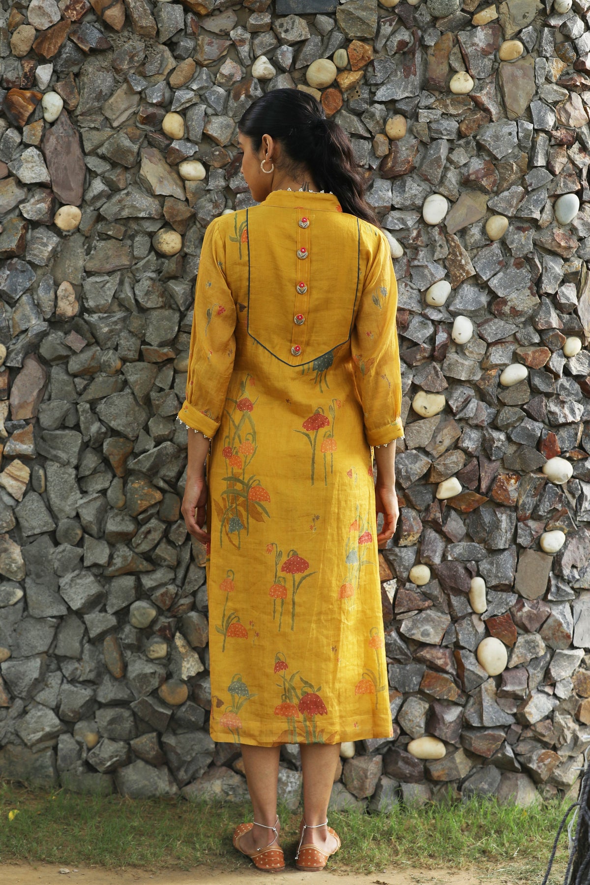 Mustard Yellow High Collar Tunic