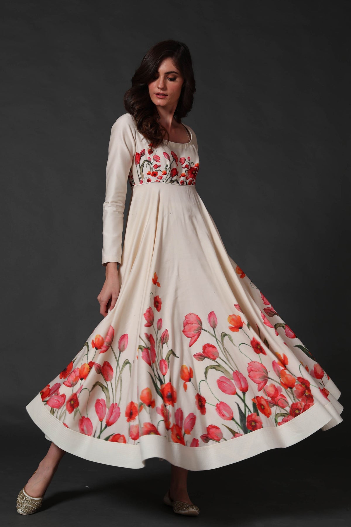 Ivory Printed Anarkali Set