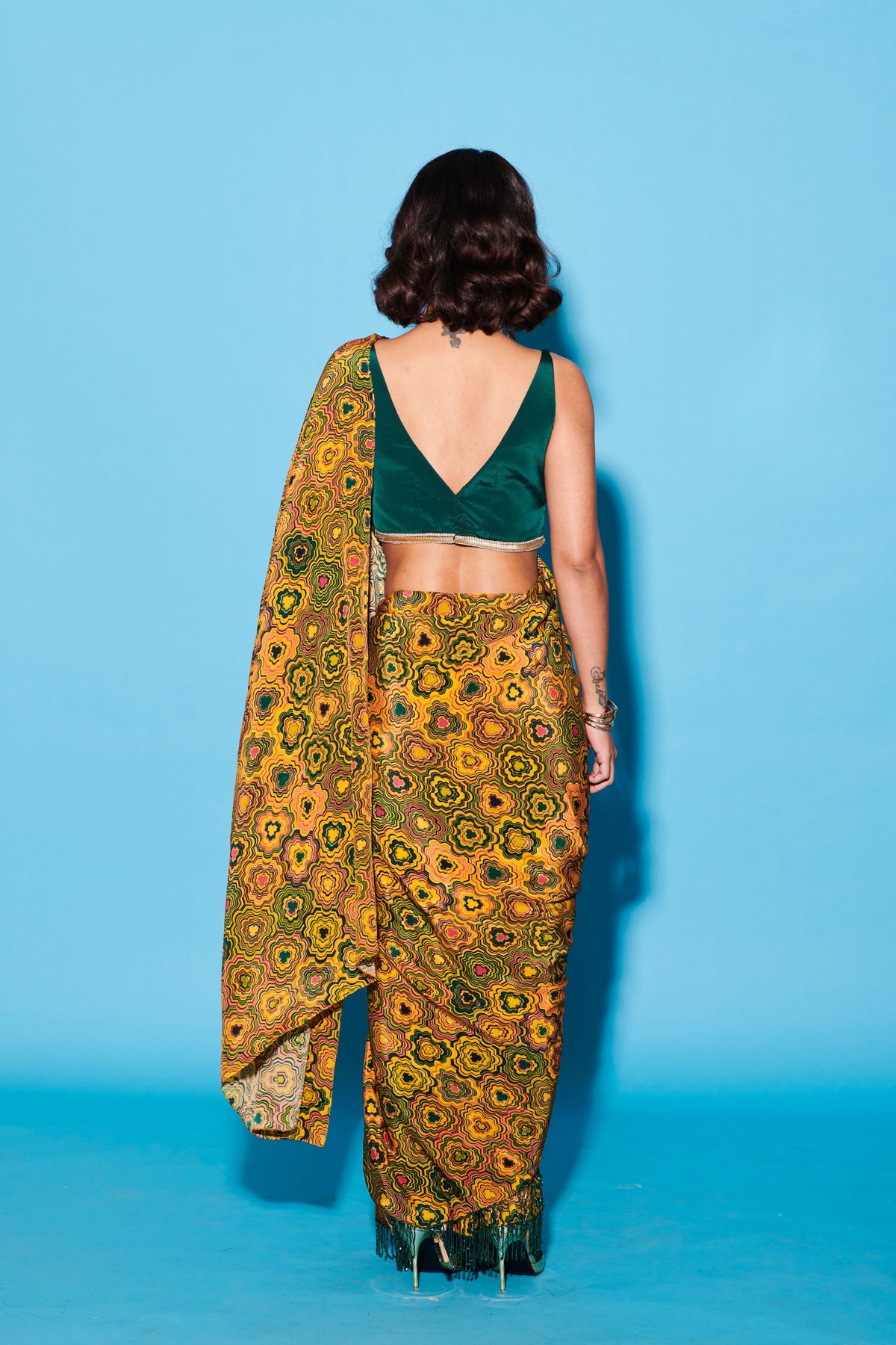 Predraped Pinwheel Saree