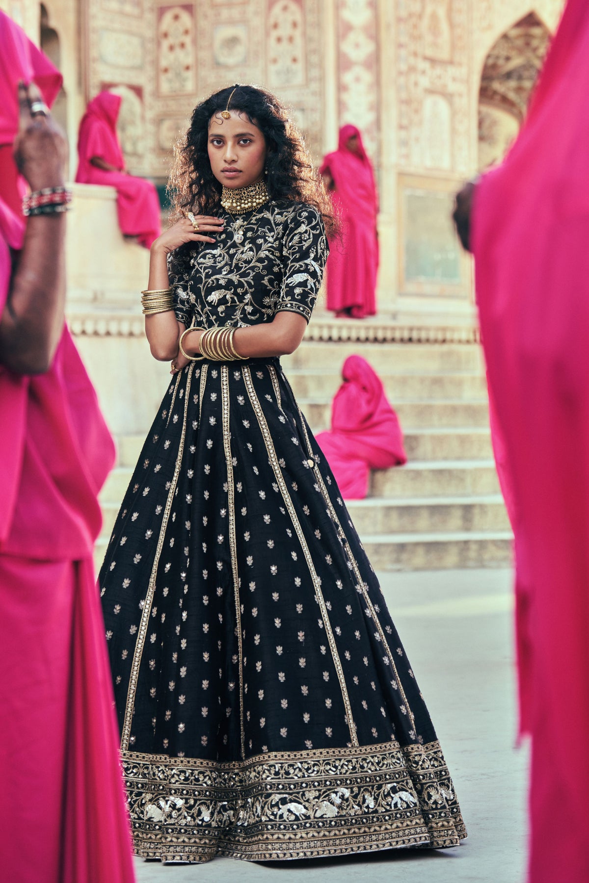 Black Embroidery Lehenga Set