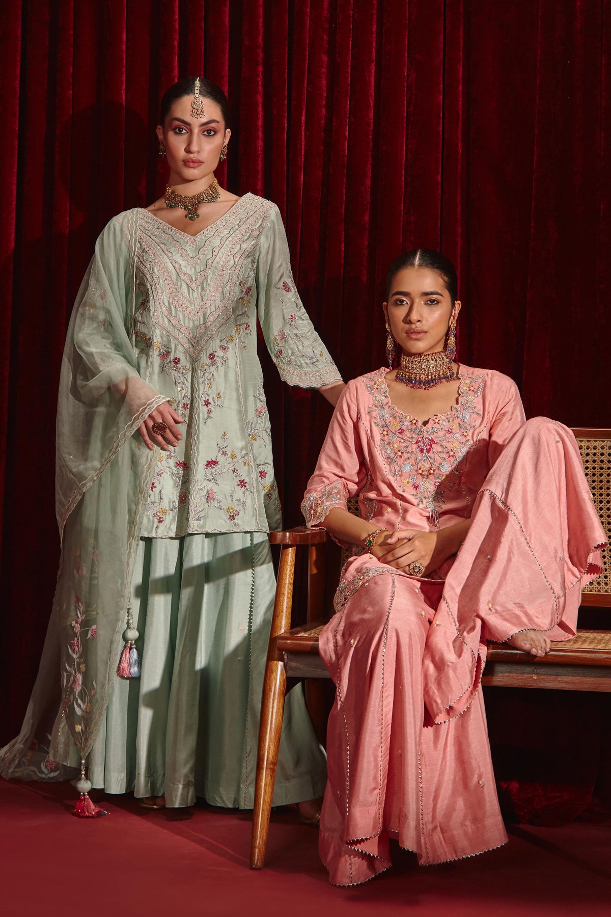 Rose Pink Manu Sharara Set