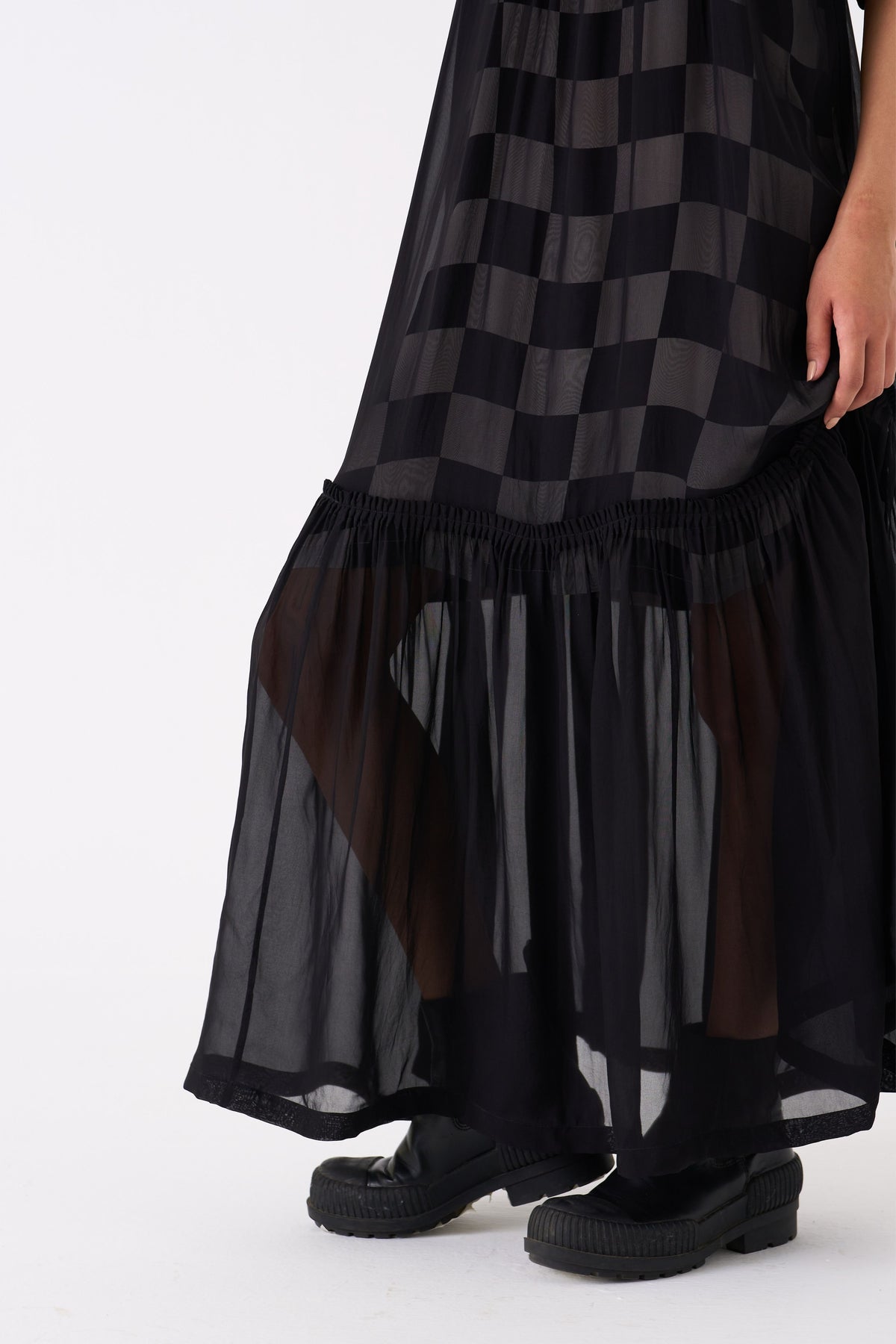 Sheer Black Bottom Frill Dress