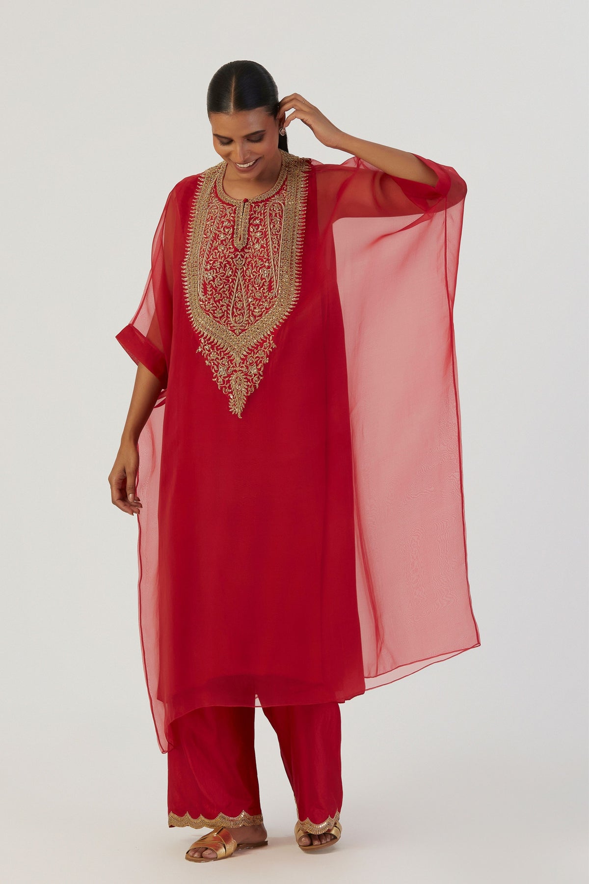 Zoya Red Kaftan and Pants