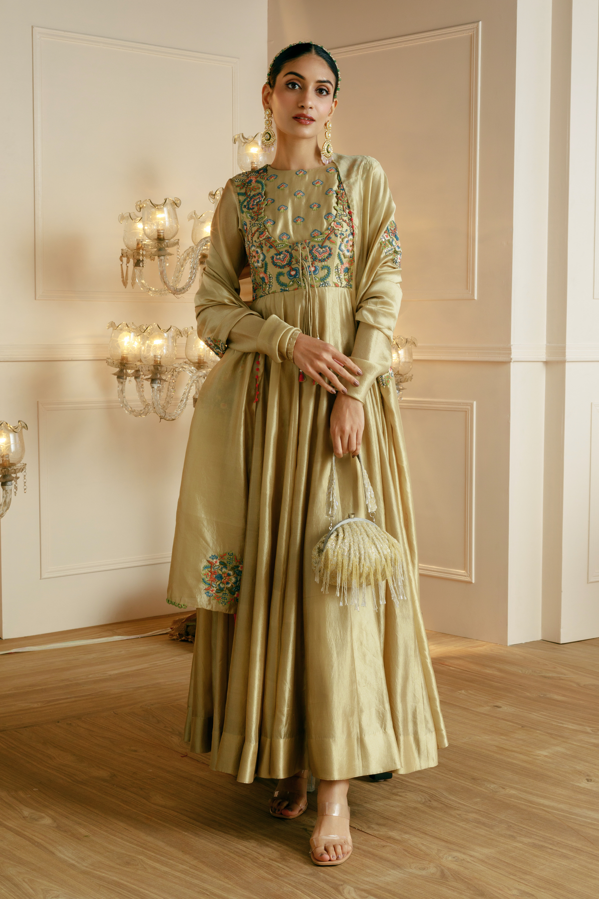 Golden Anarkali Set