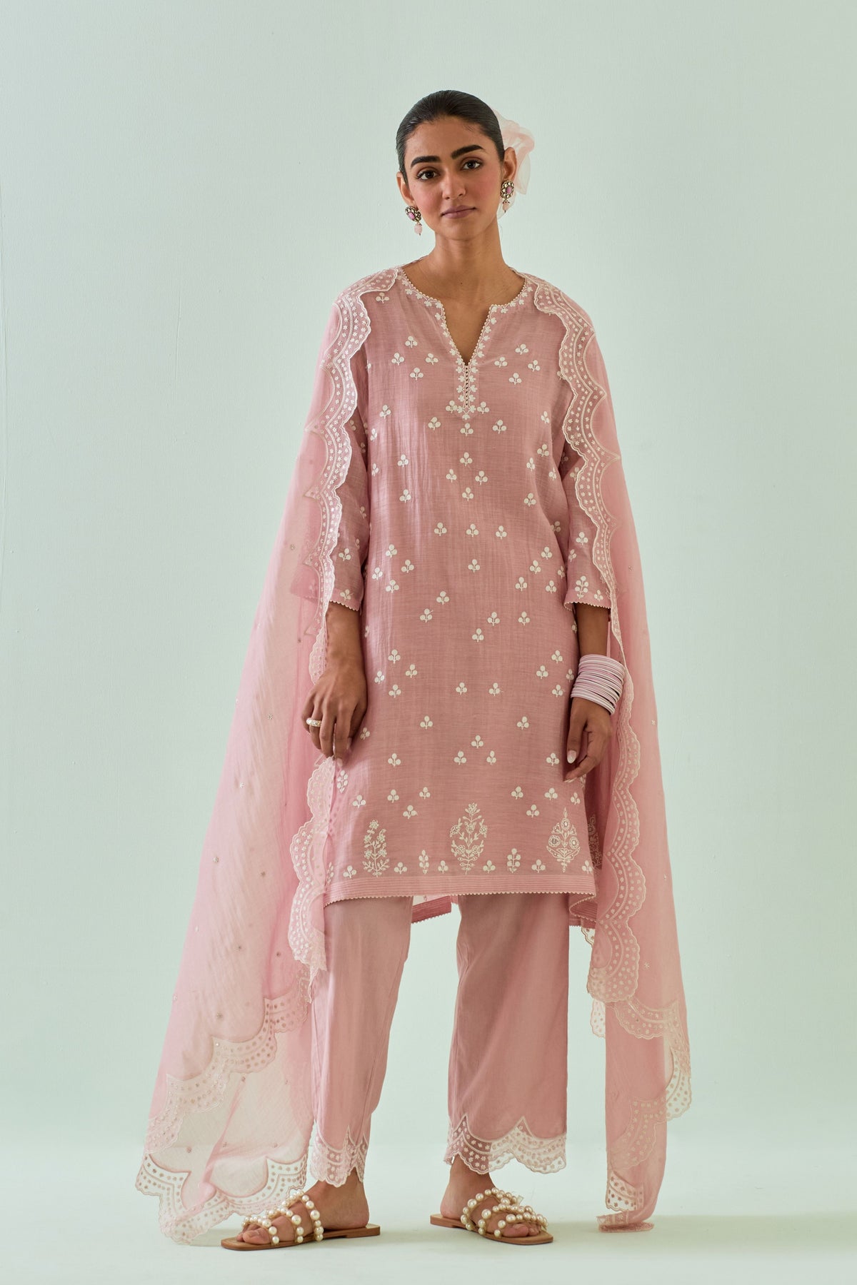 Pink Kalidar Kurta Set