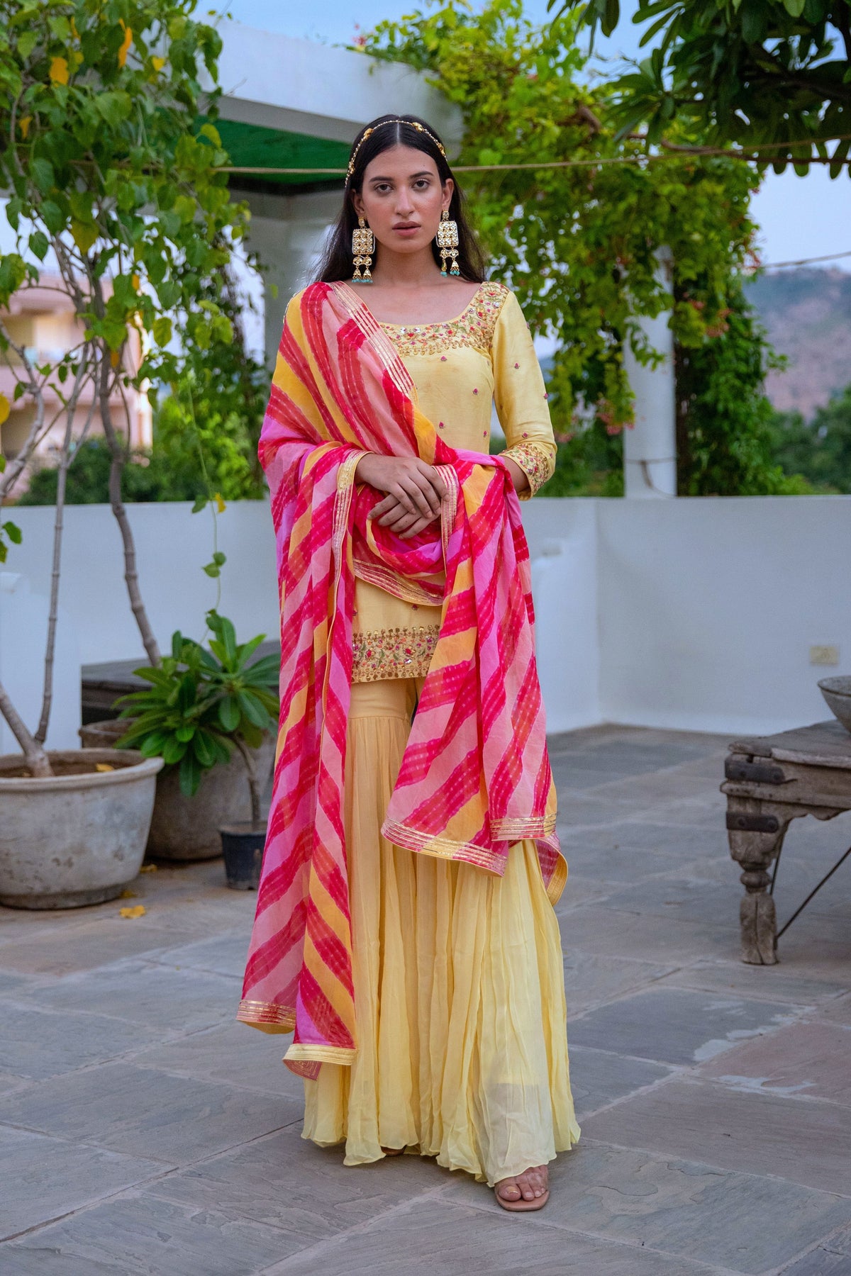 Yellow Silk Sharara Set