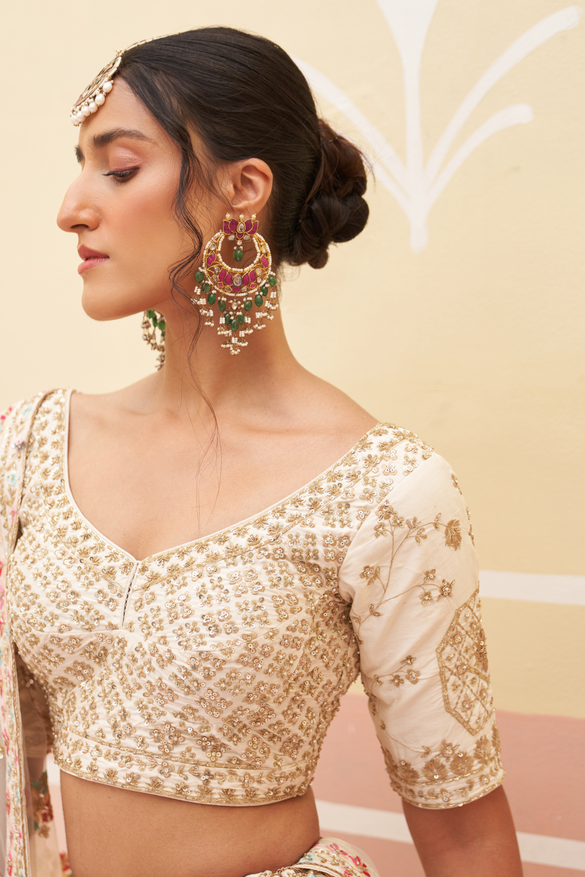 Ivory Silk Lehenga Set