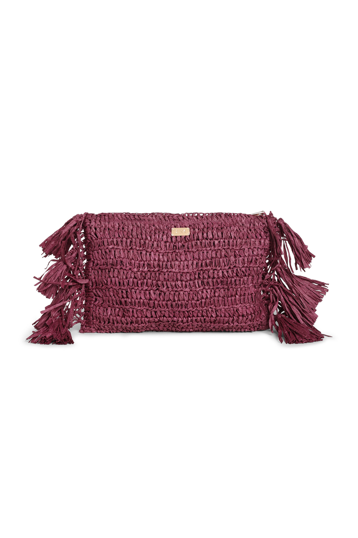 Raffia Clutch With Tassels