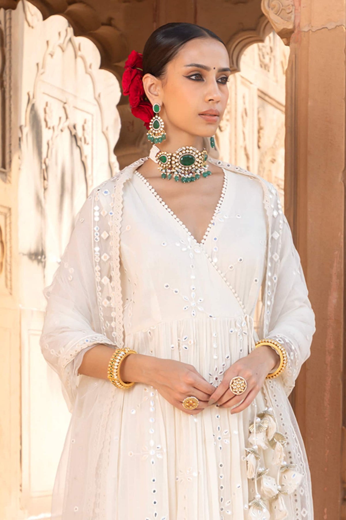 Criss Cross Anarkali With Dupatta