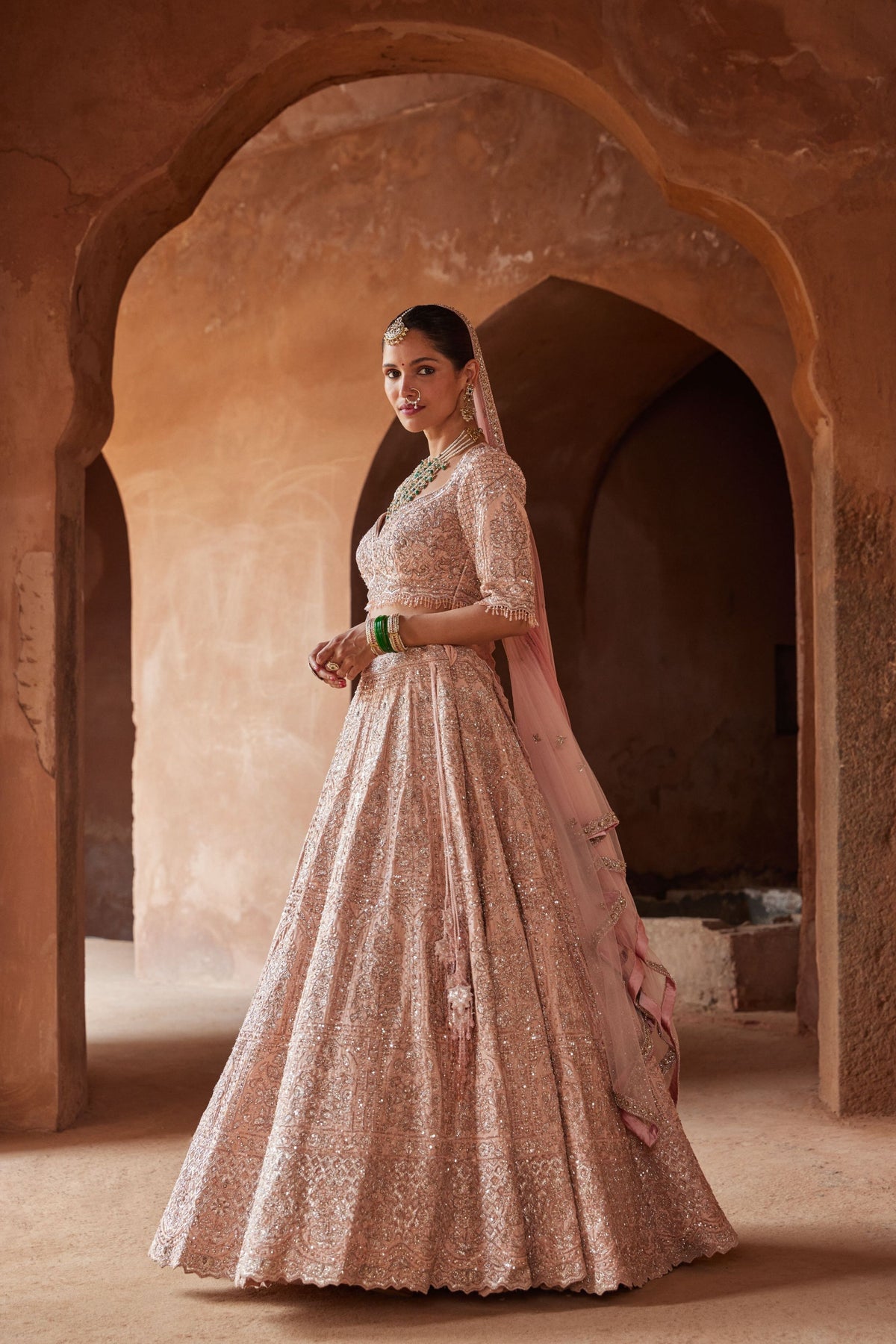 Blush Pink Raw Silk Lehenga Set