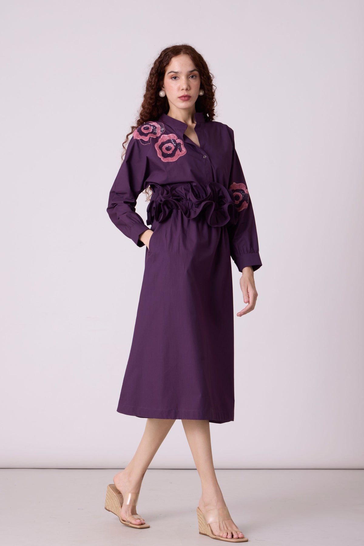 Alexa Applique Berry Purple Dress