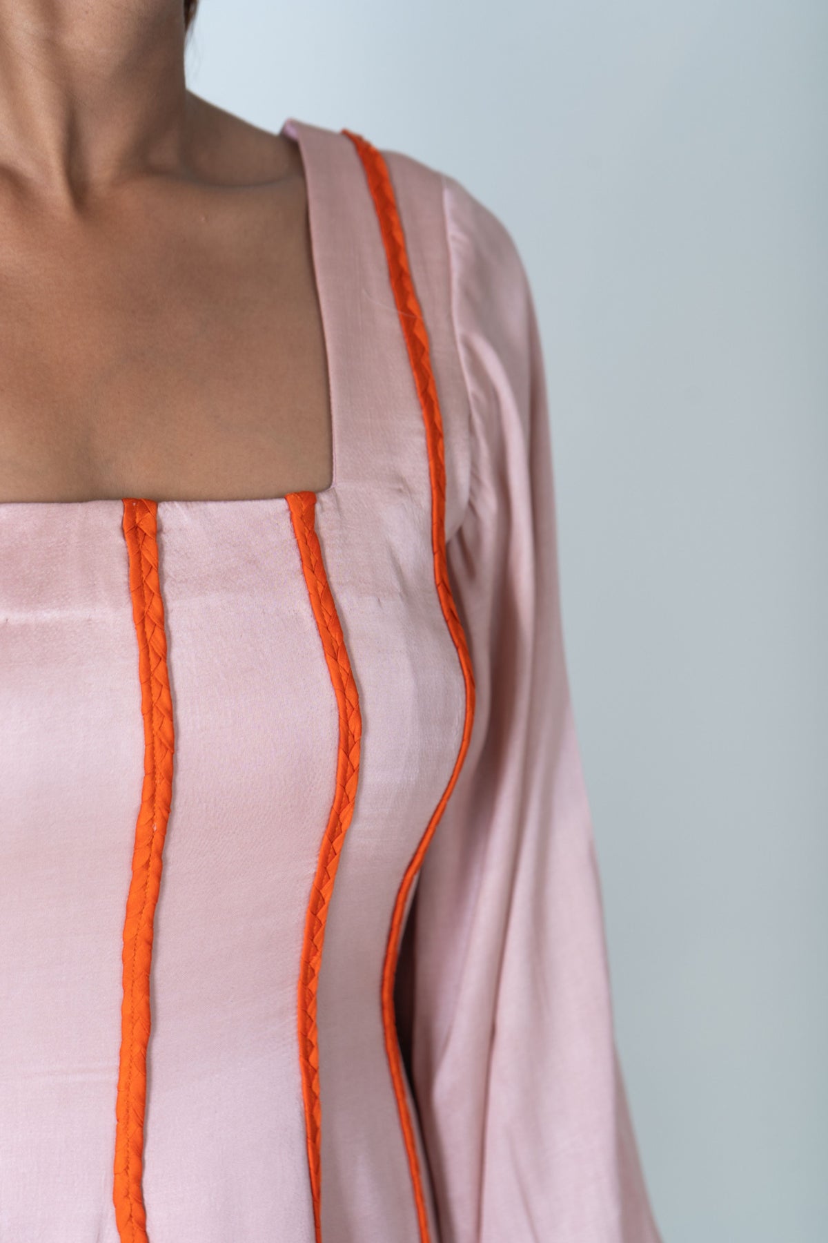 Pink Maxi Dress- Orange Braids