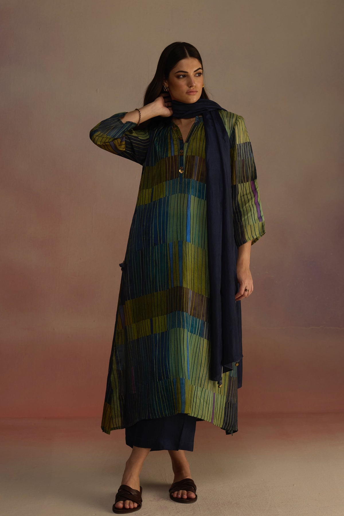 Trellis Blue Kurta