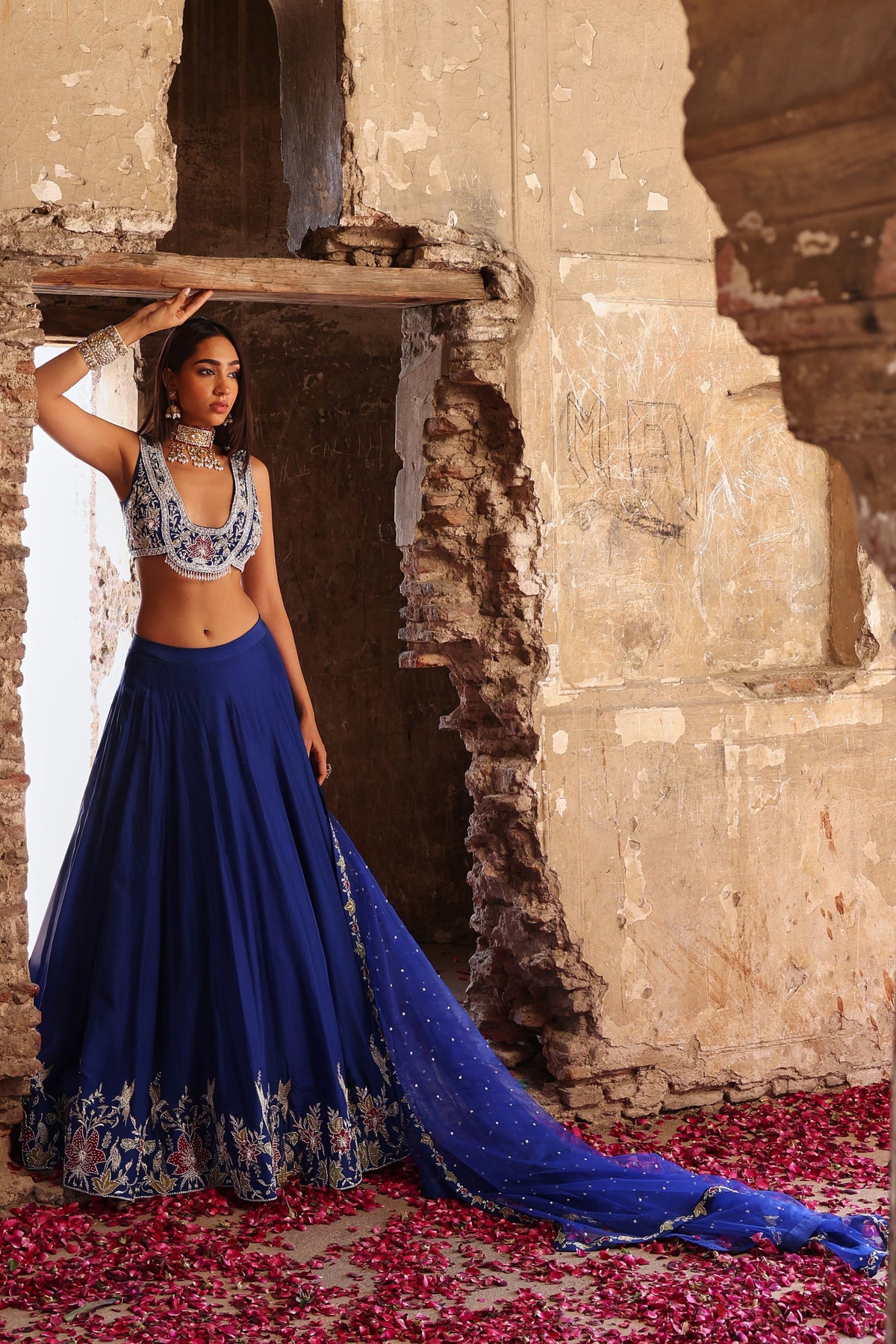 Meera Lehenga in Electric Blue