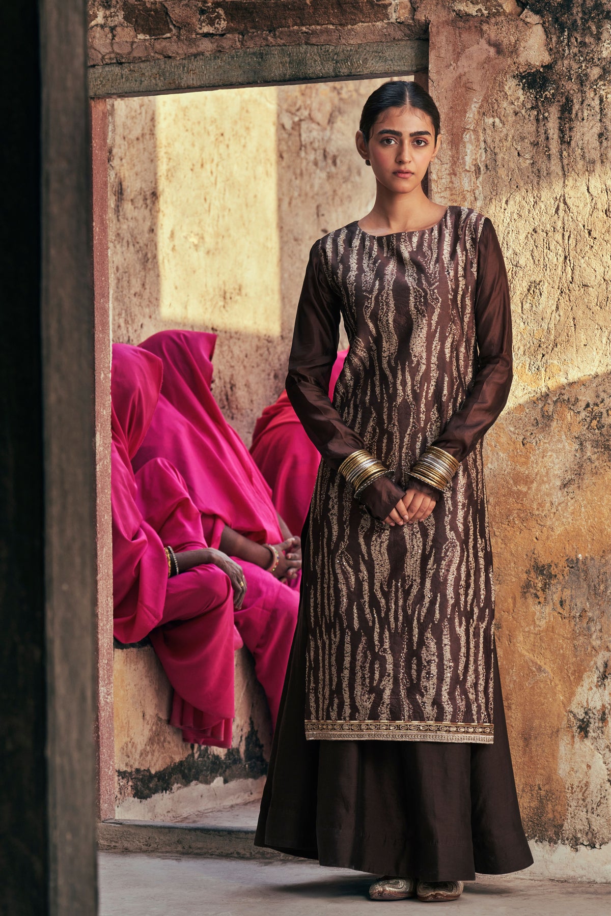 Brown Embroidery Kurta Set