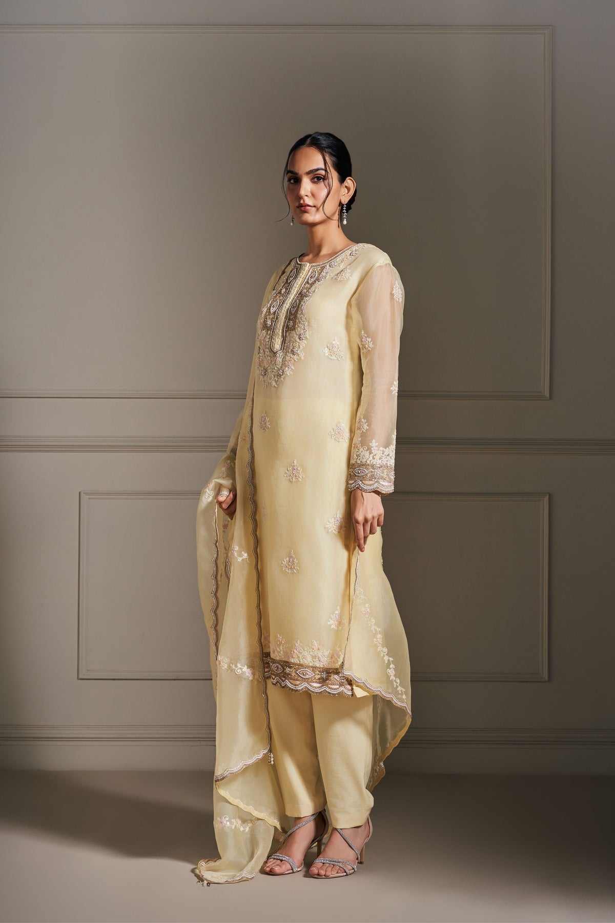 Ethereal Yellow Embellished Kurta Set