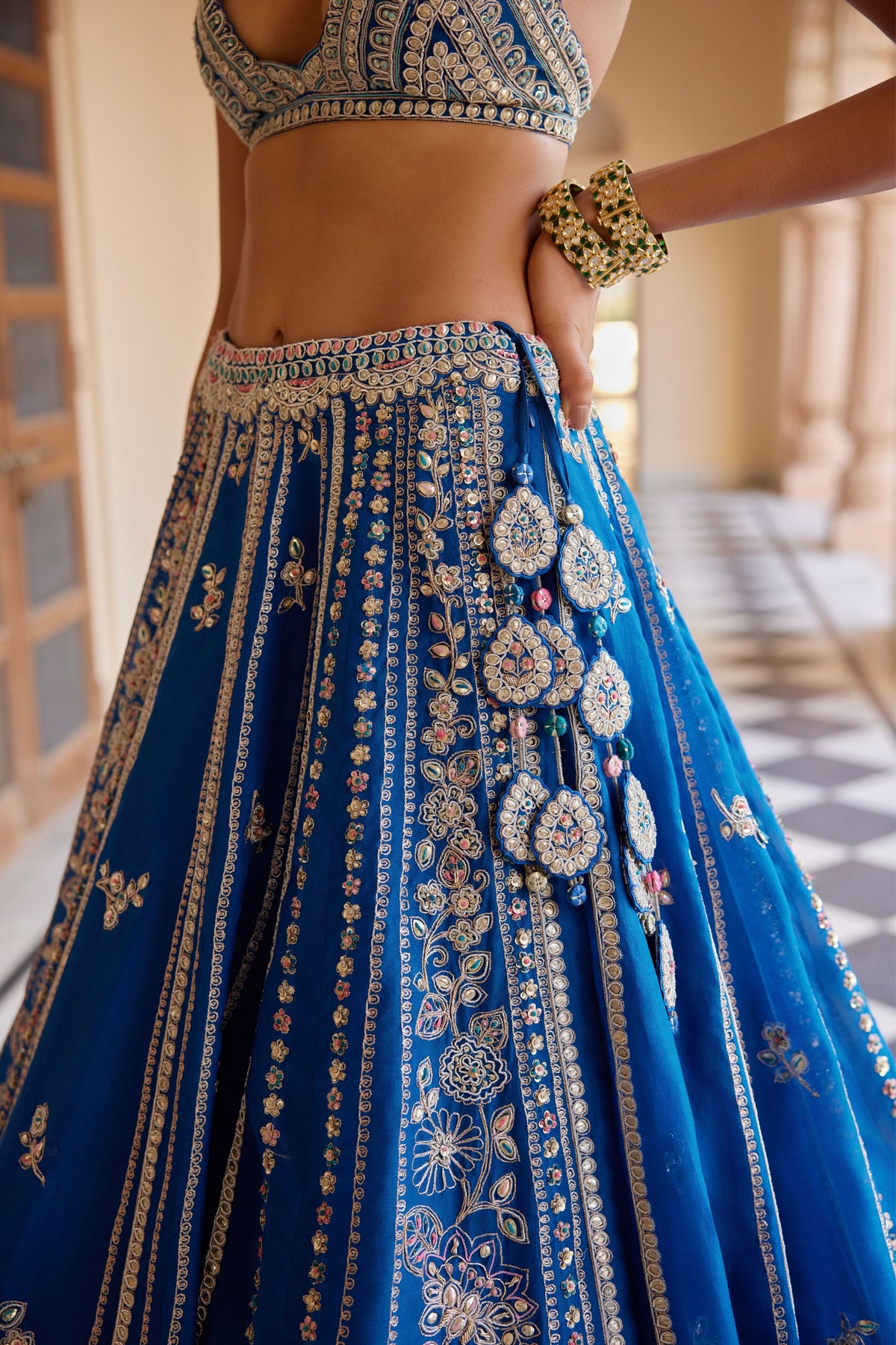 Jade Blue Embroidered Lehenga Set