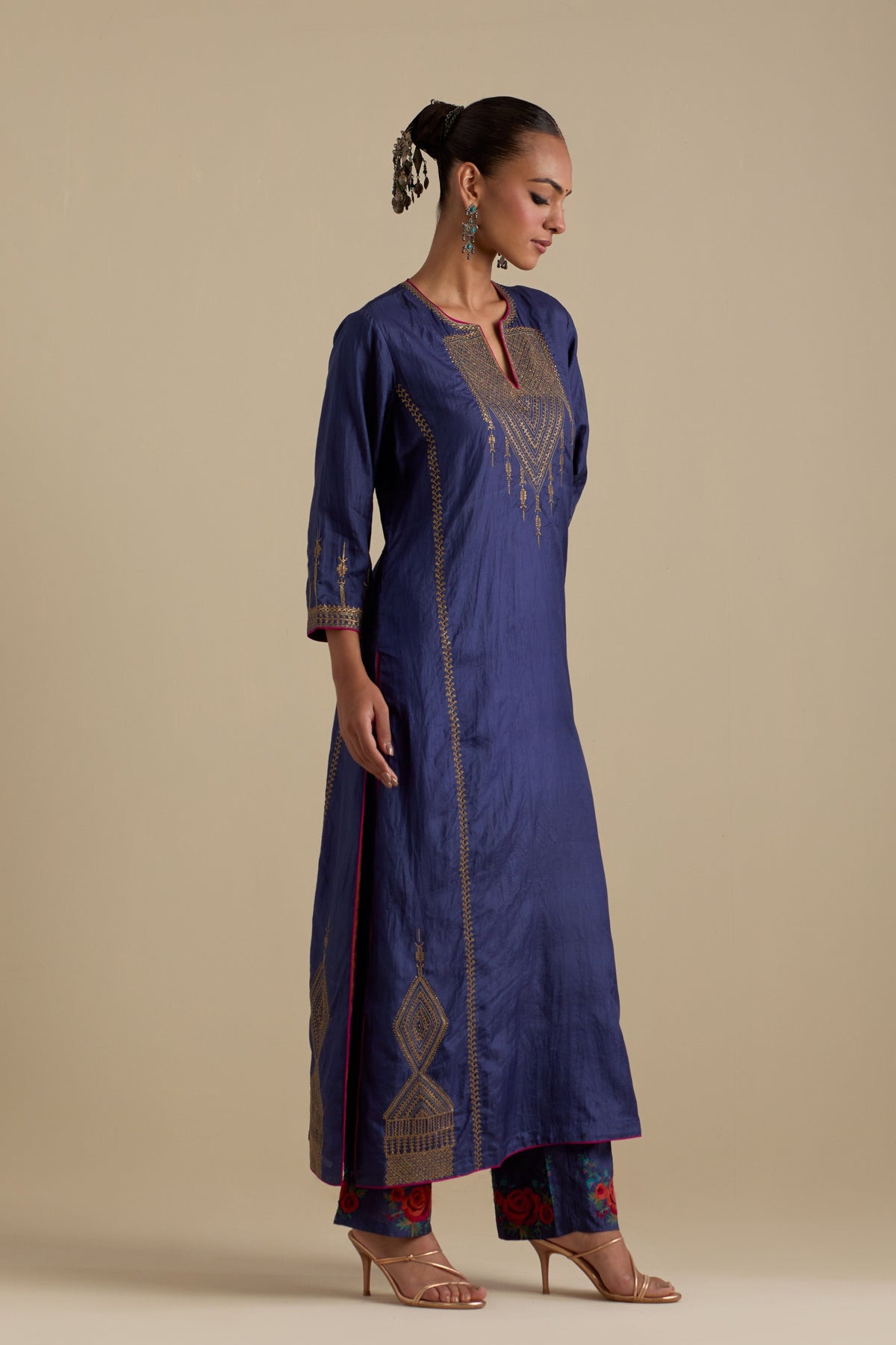 Blue Silk Straight Kurta Set