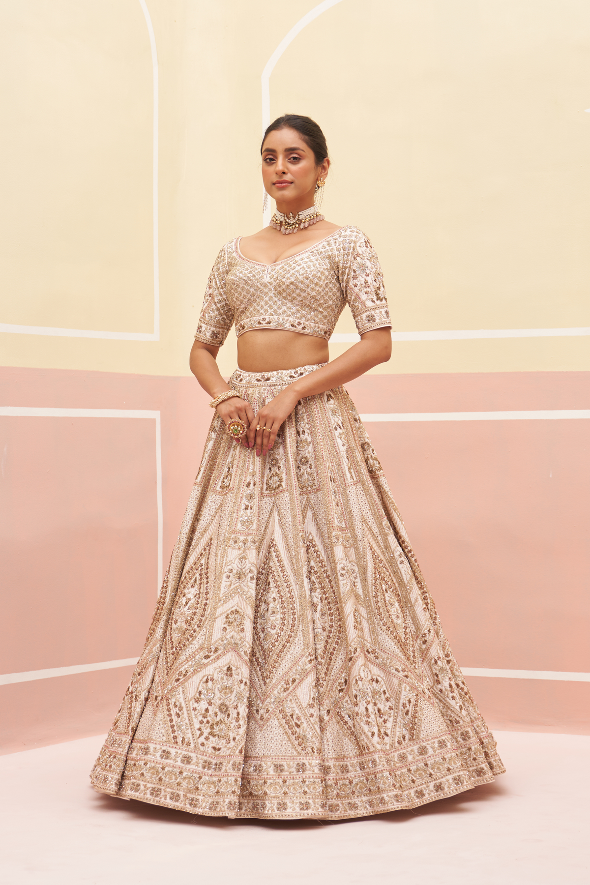 Blush Pink Raw Silk Lehenga Set