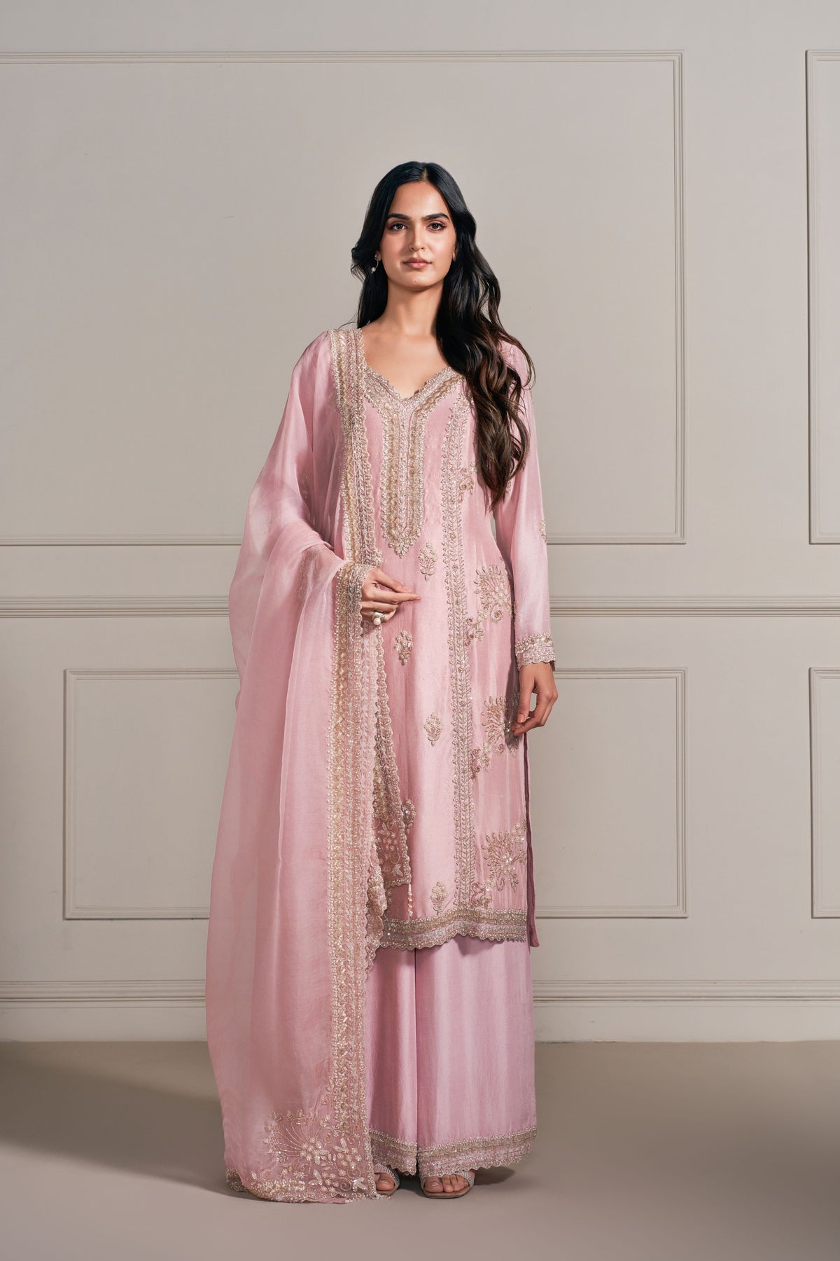 Baby Pink Embellished Kurta Set