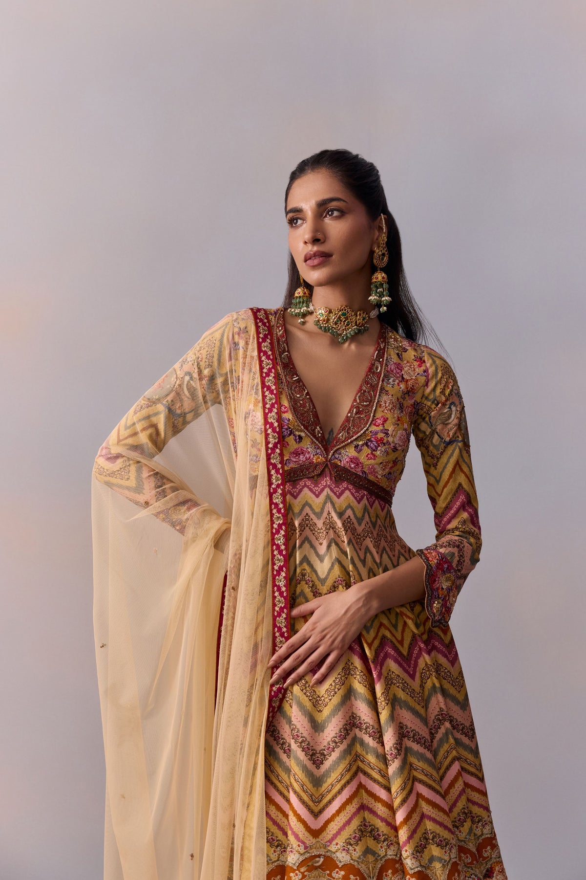 Multicolour Kushnaz Anarkali Set