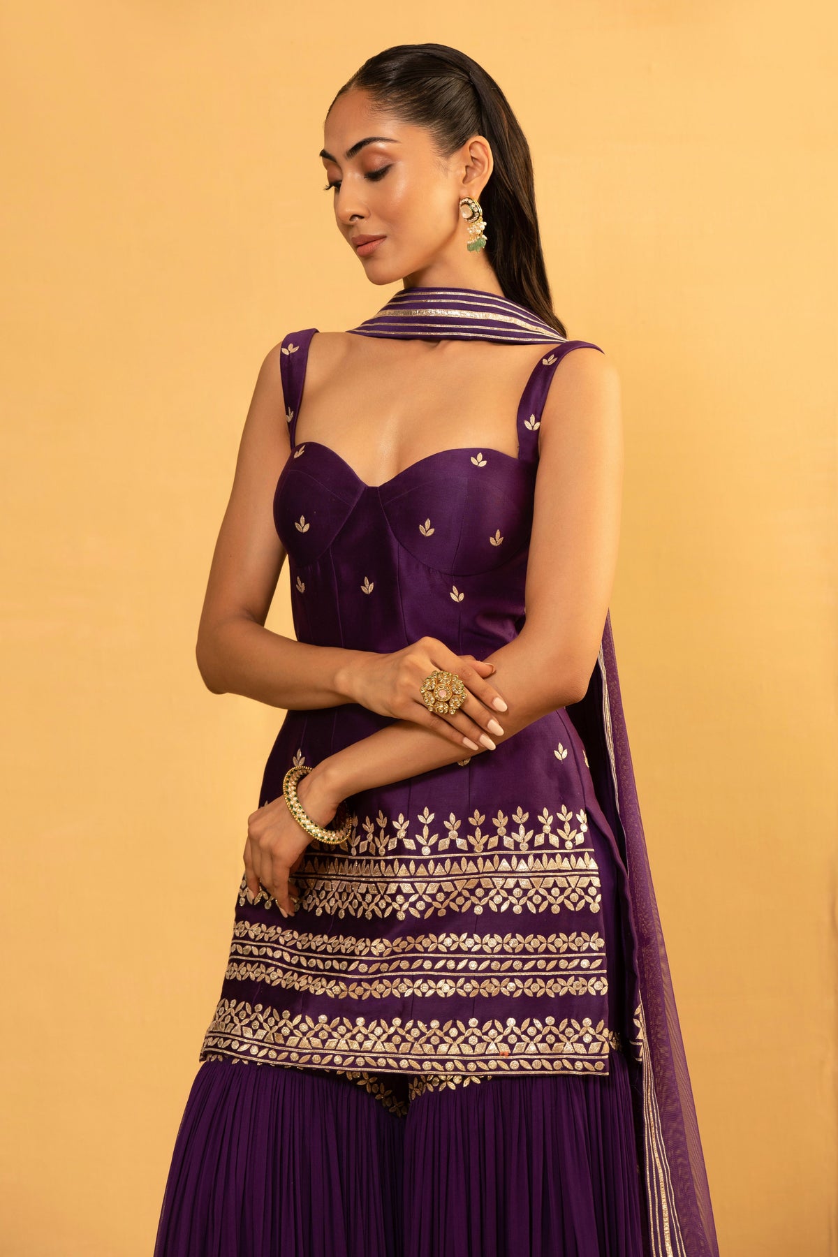 Purple Sharara Set