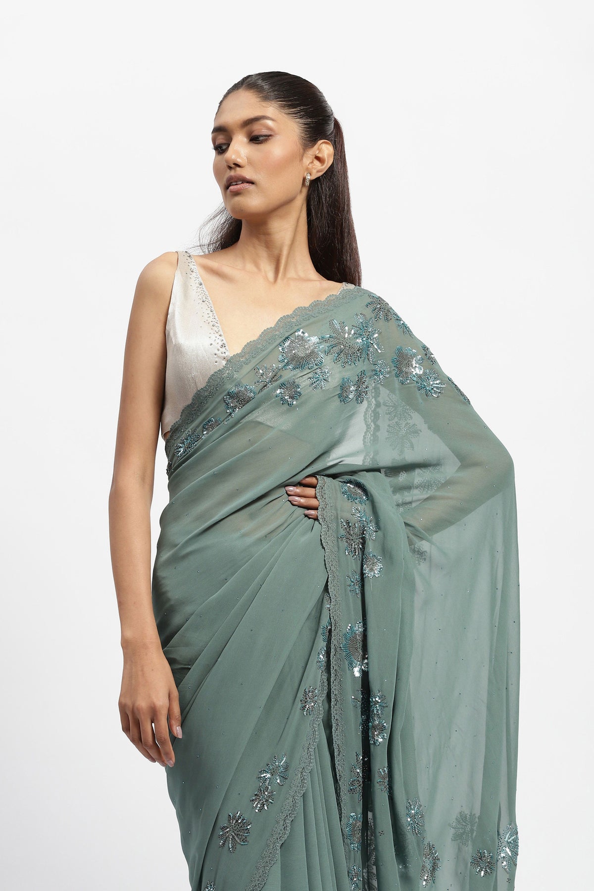 Half Past Noon Embroidered Saree