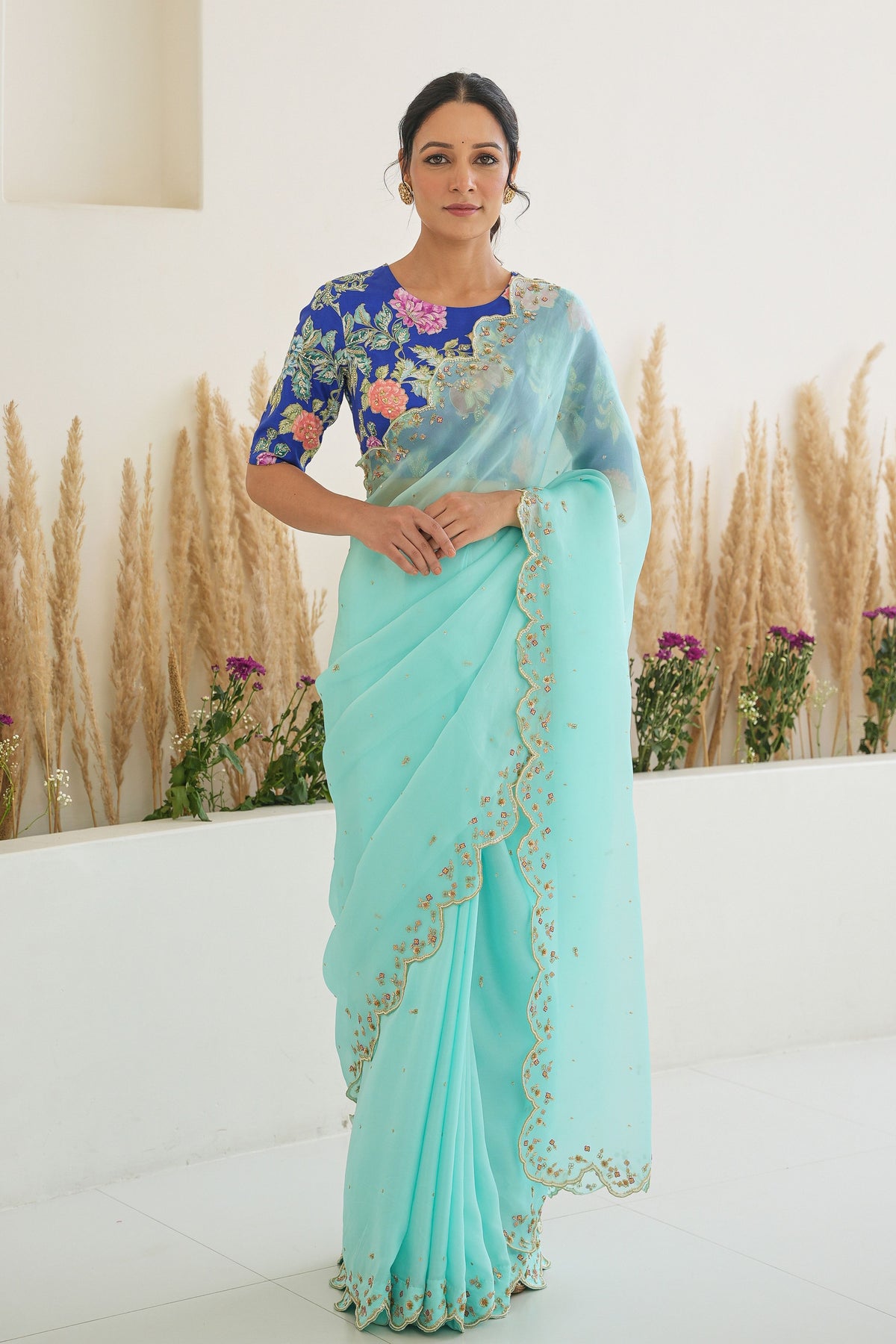 Nargis Saree Fiza Blouse in Aqua Blue