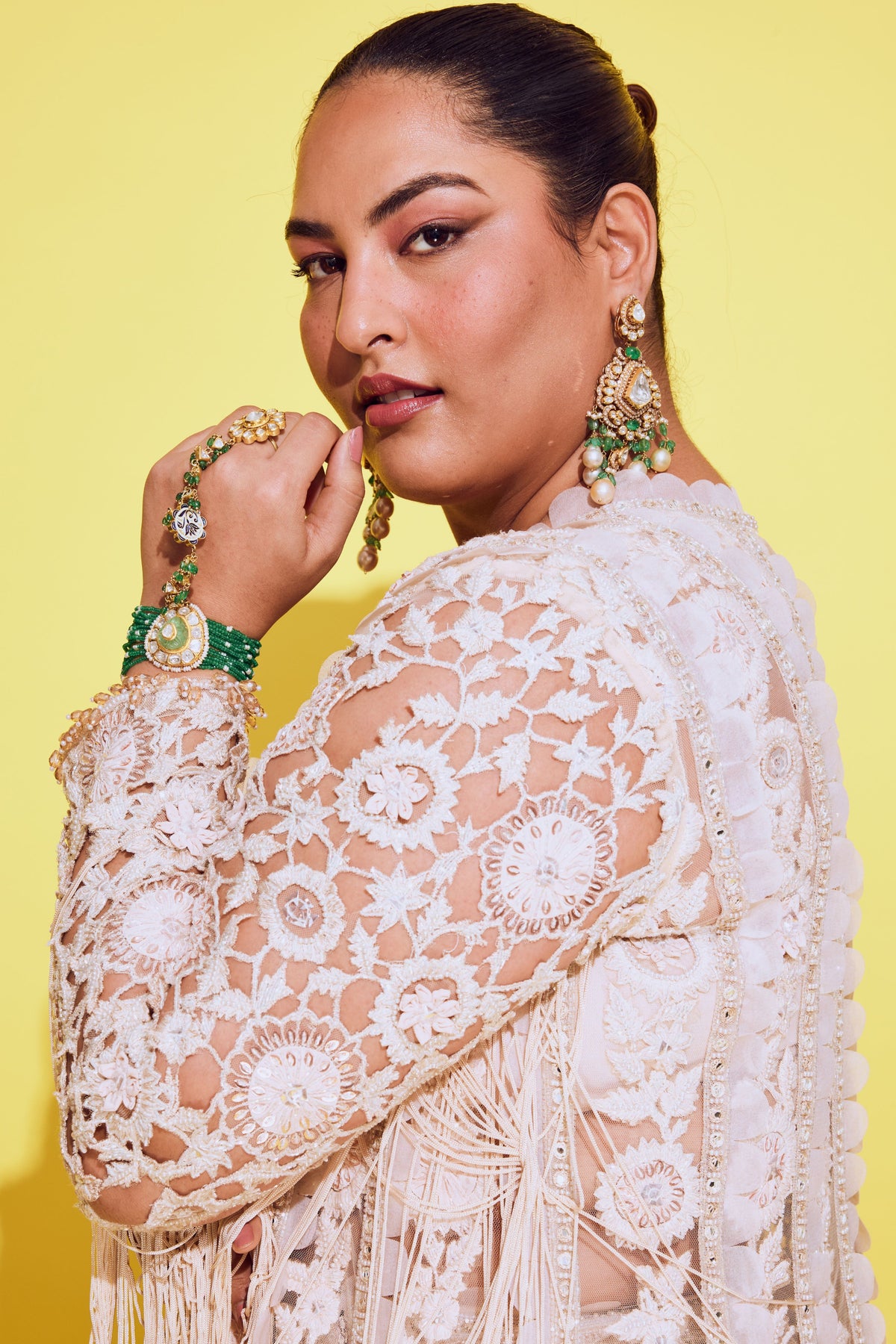 Ivory Embroidered Jacket Set