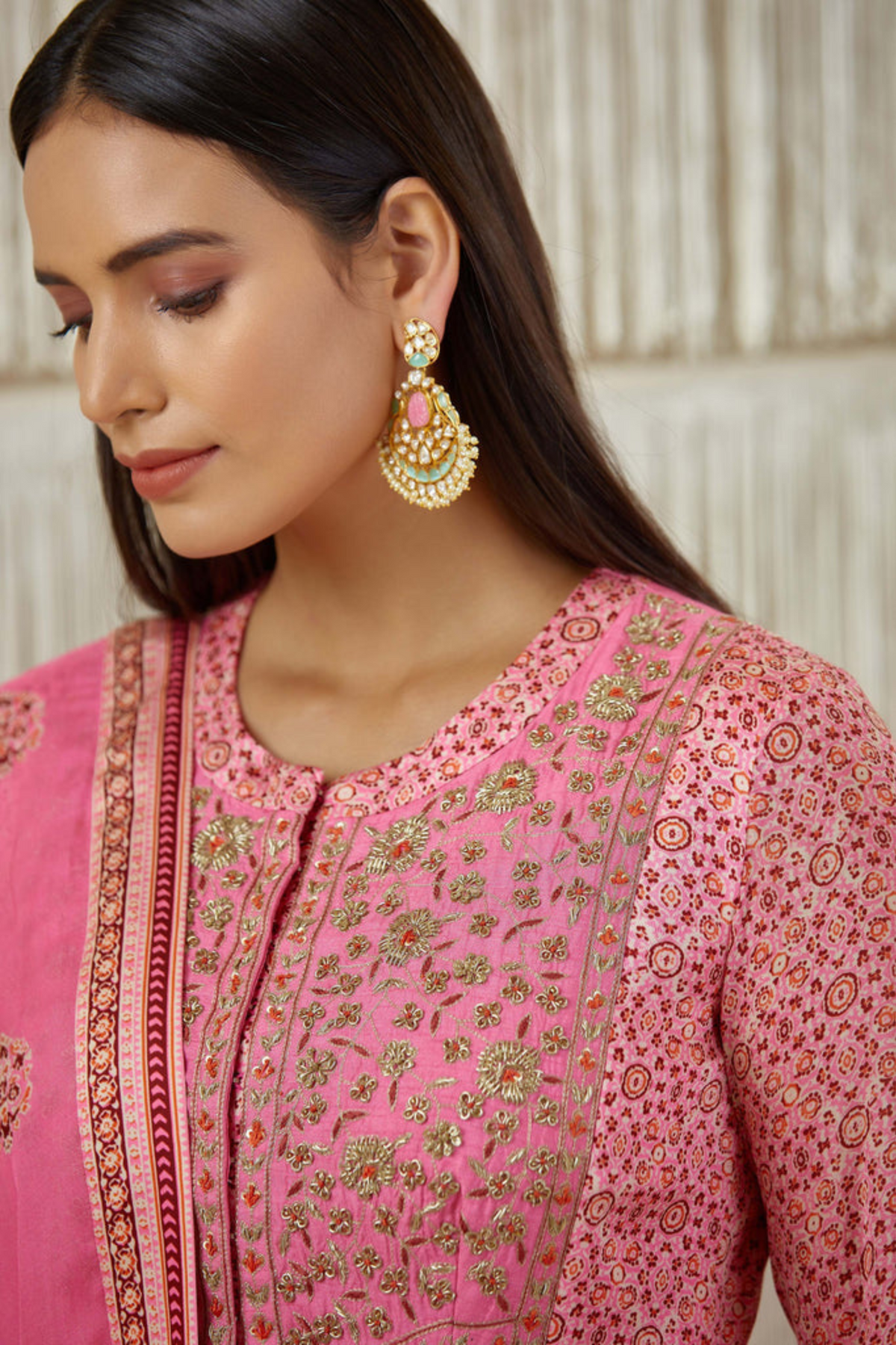 Pink anarkali set