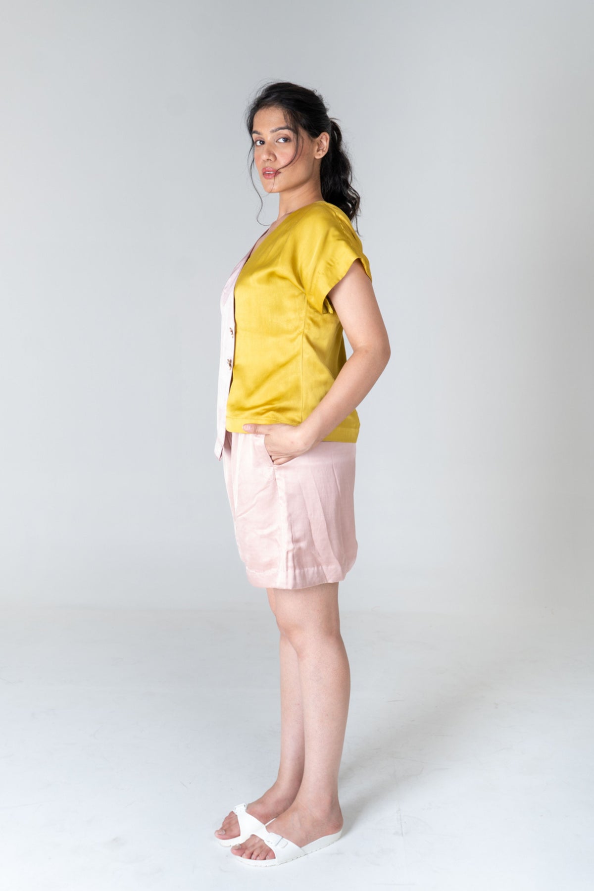 Pink-yellow Short Co-ord Set