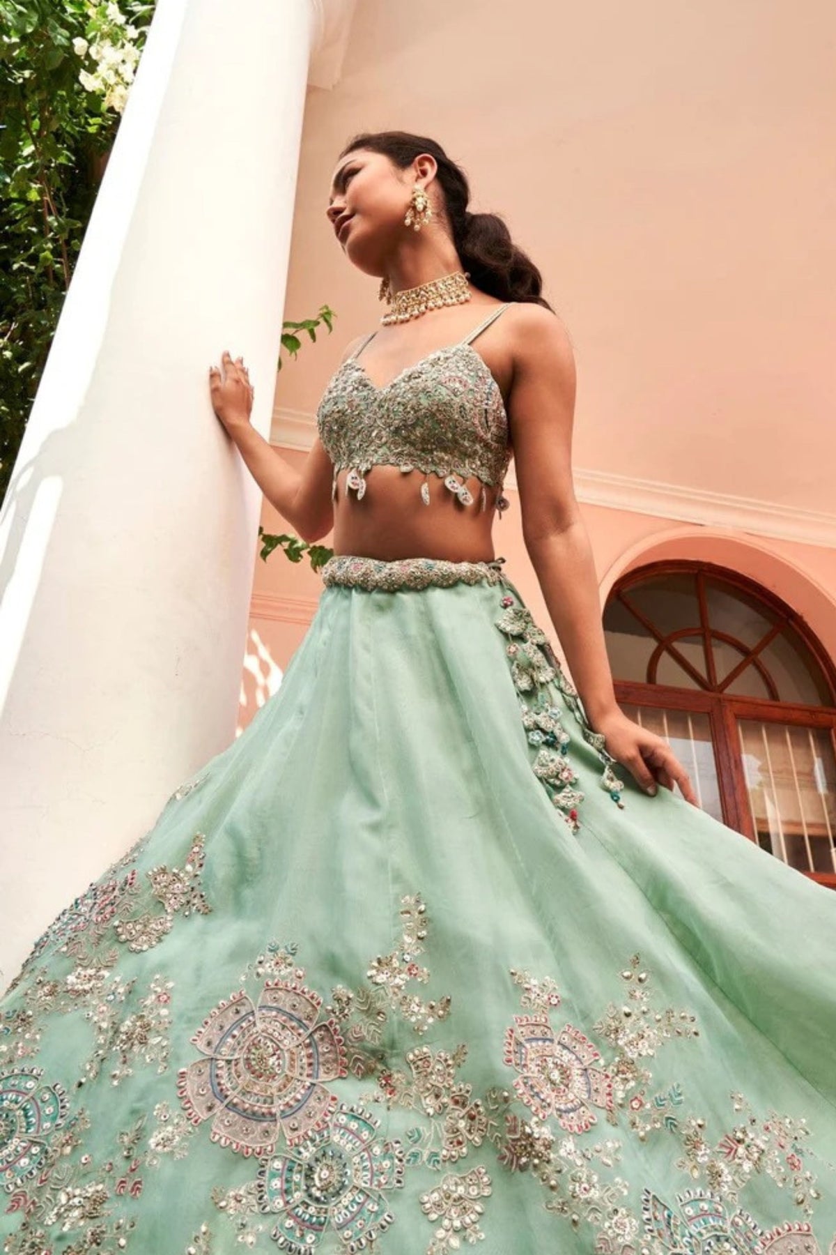 Cadet Blue Lehenga Set