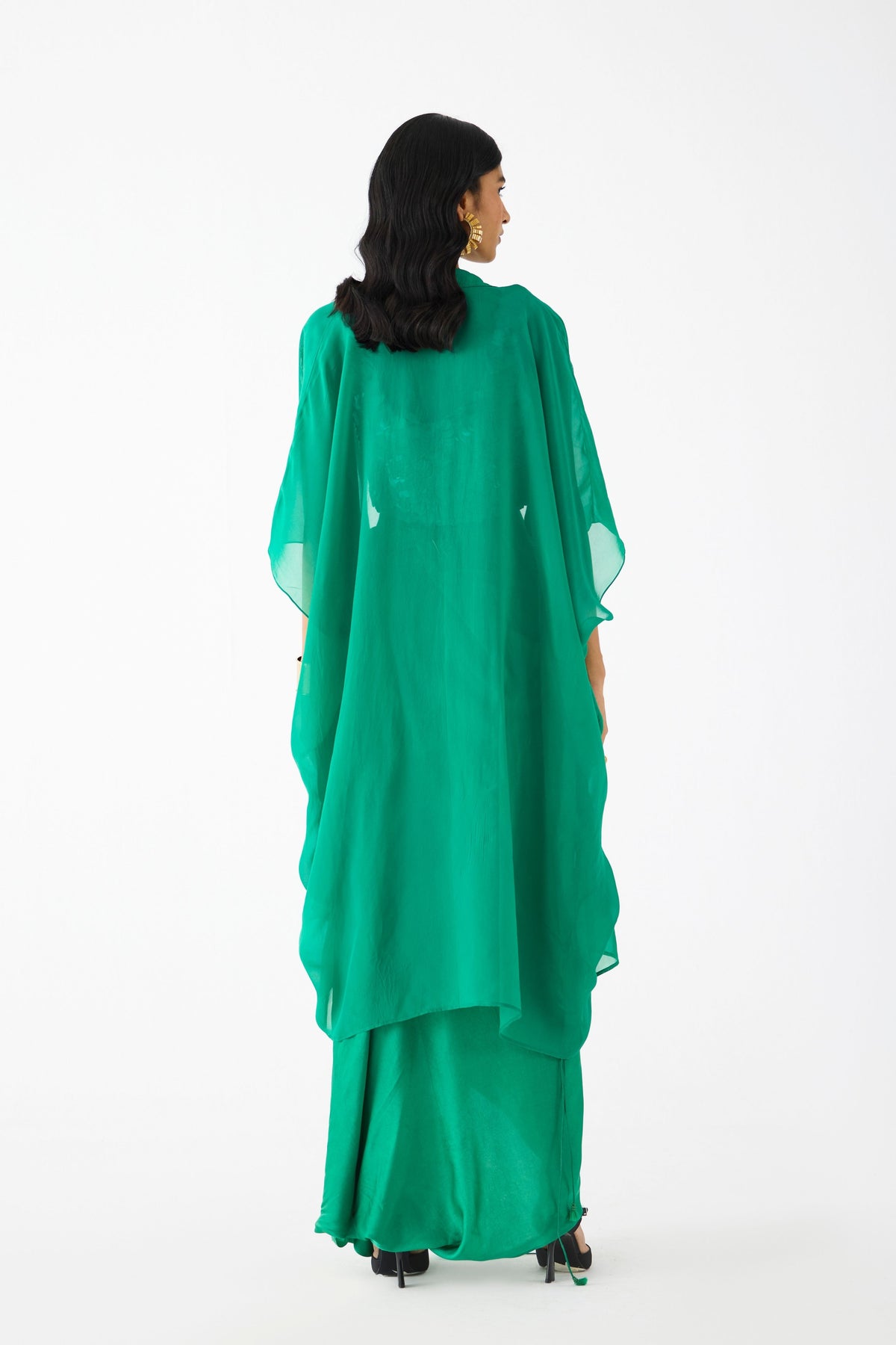 Emerald Blouse With Knot Skirt