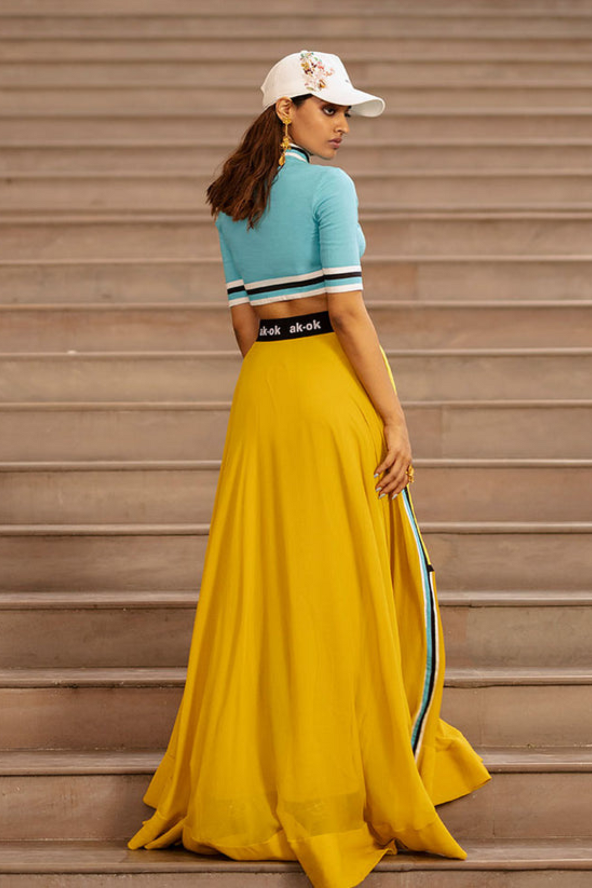 Lehenga Skirt And Top With Sporty Detail