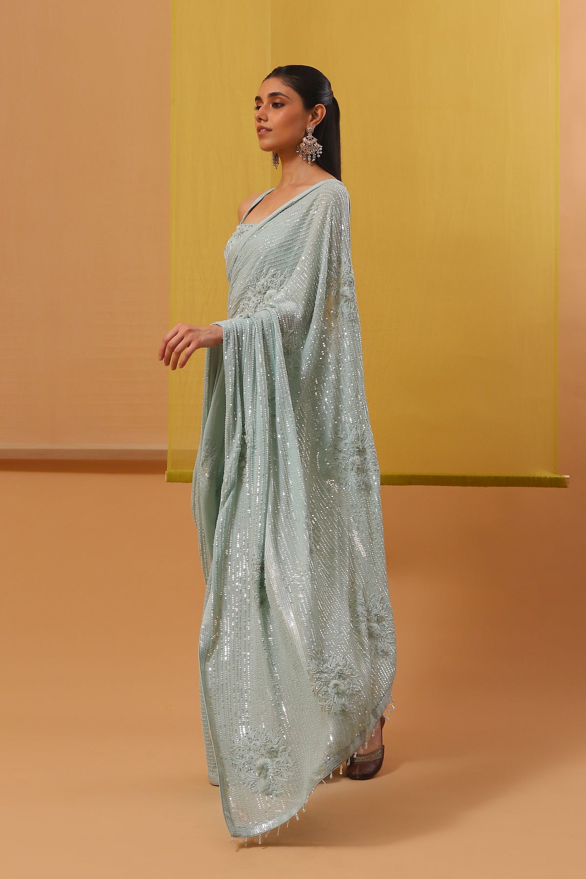 Pale Turquoise Alina Saree Set