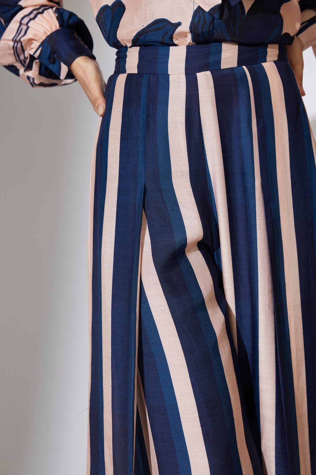 Beige and Blue Stripe Pant