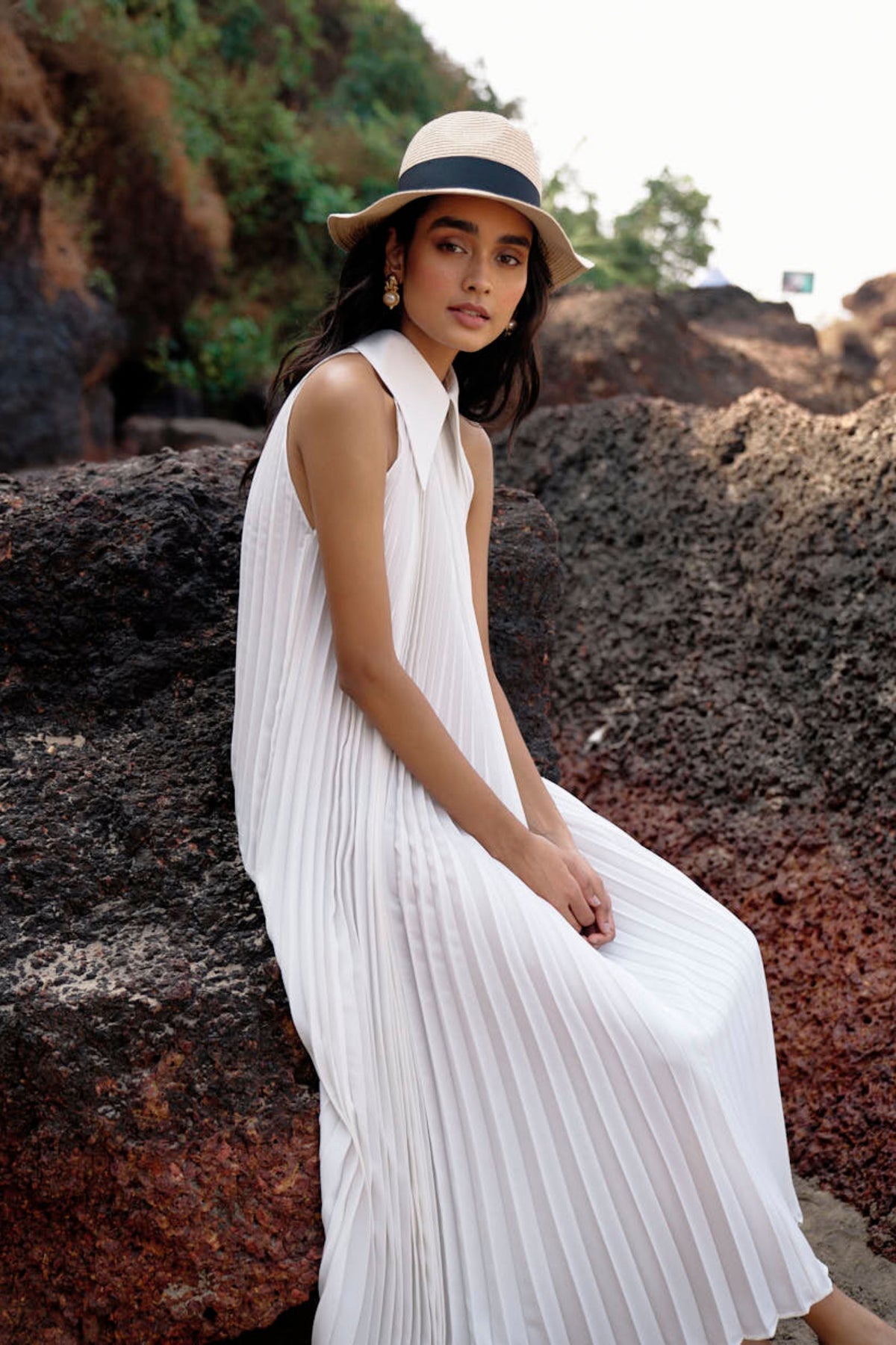 White Pleated Dress