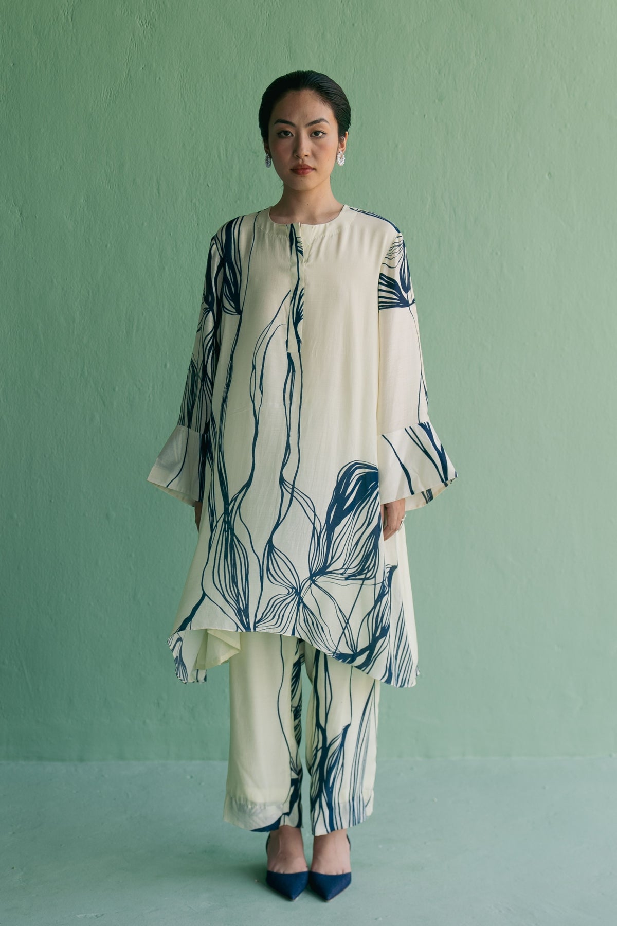 Blue Line Printed Kurta Set