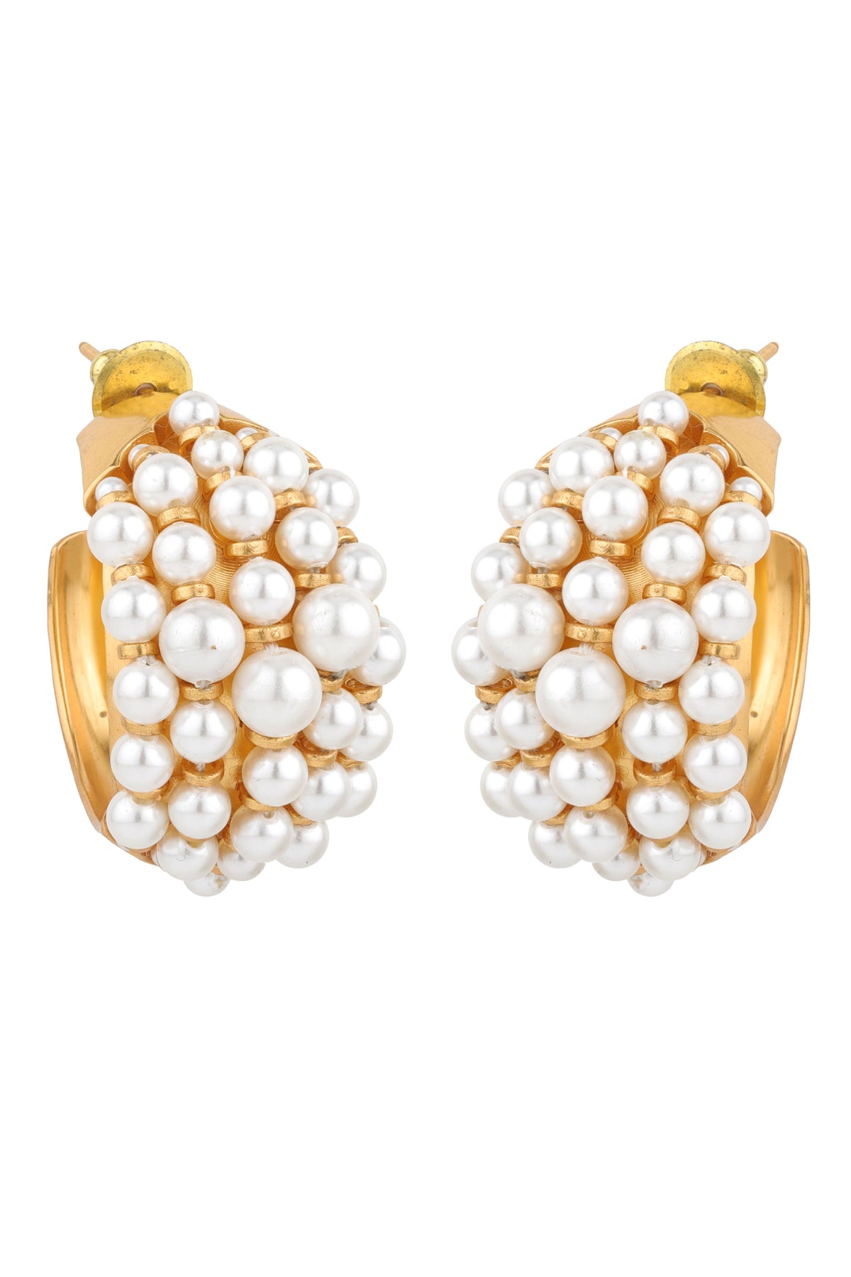 White Cluster Hoops Earring